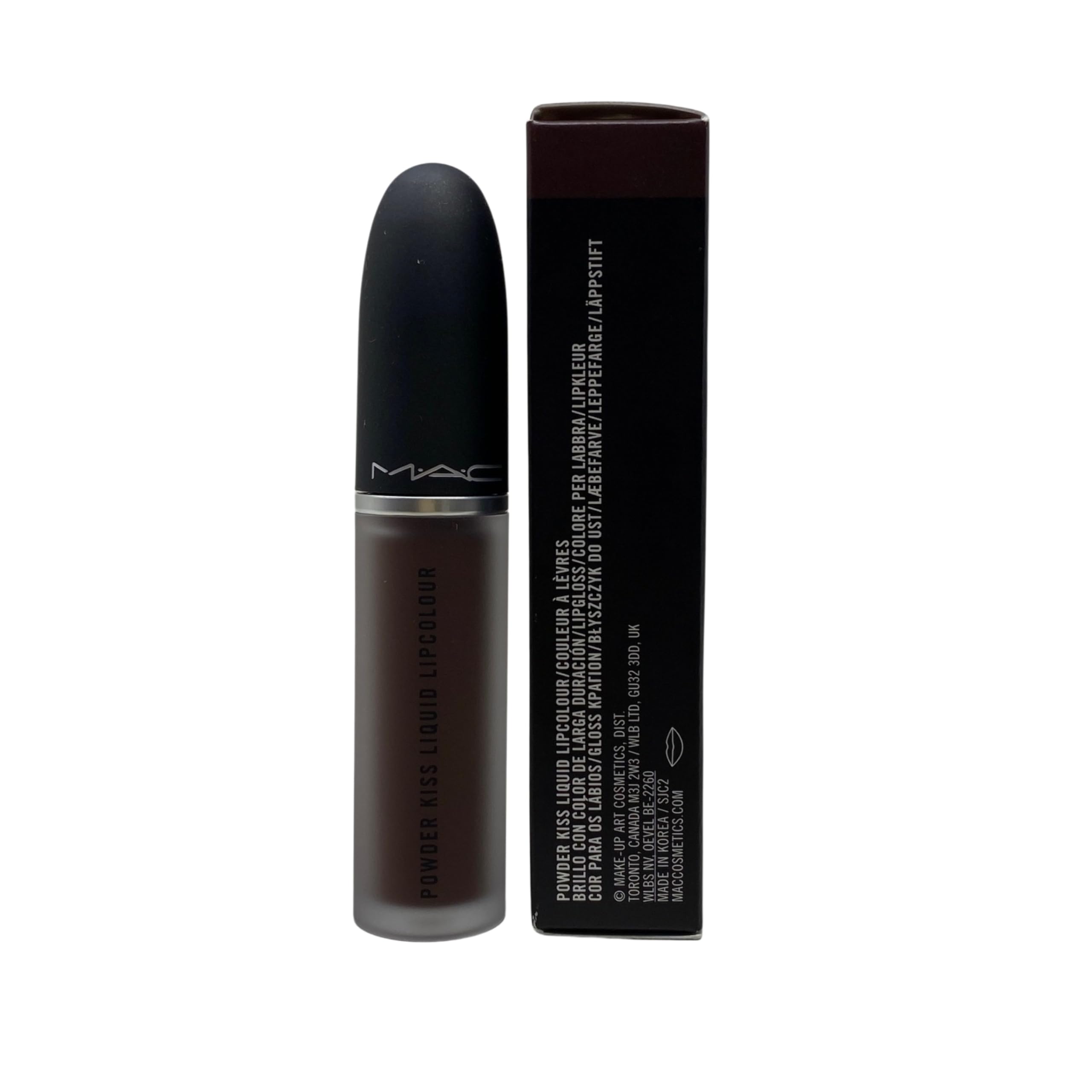 MAC Powder Kiss Liquid Lipcolour 955 Chestnut — Deep Warm Brown, 0.17 oz (5 ml)