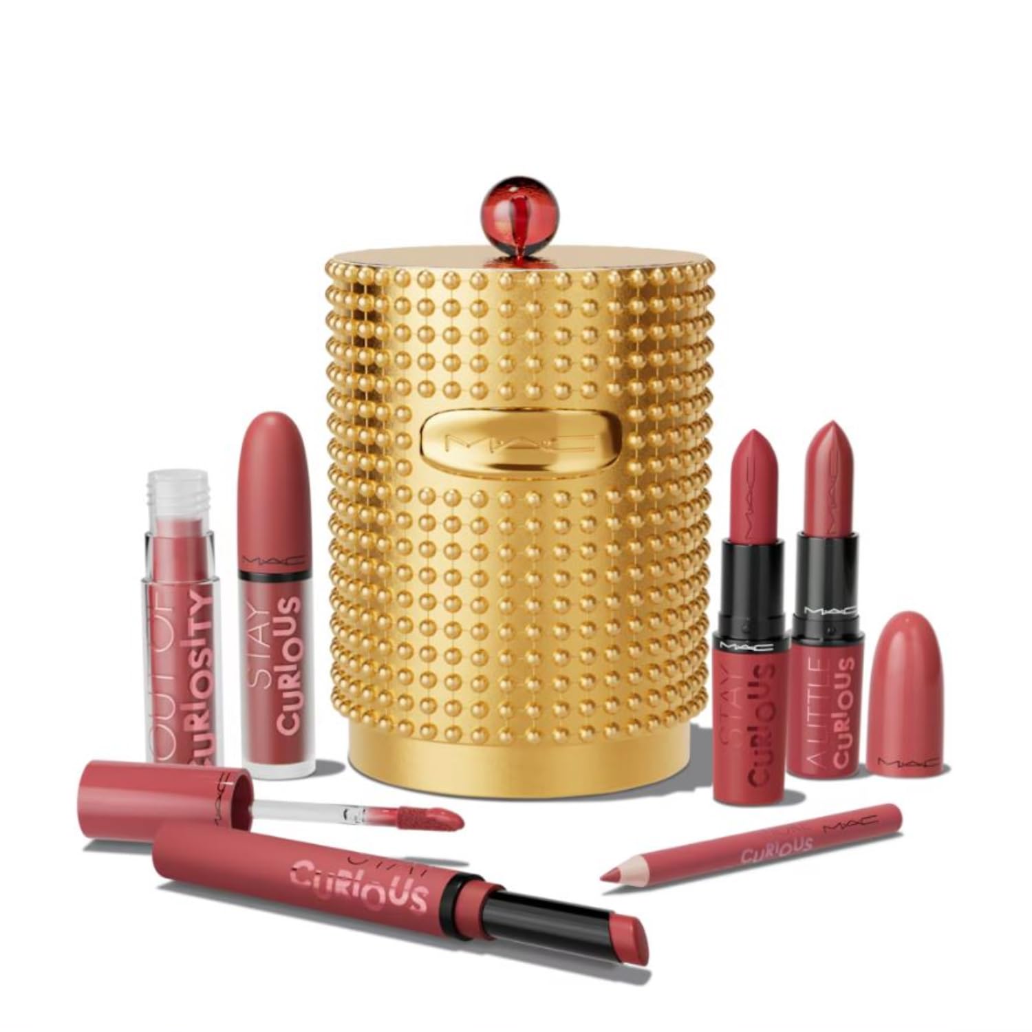 MAC Stay Curious Party Crew Vault – Limited Edition Lipstick Set with Lip Pencil & Lipglass