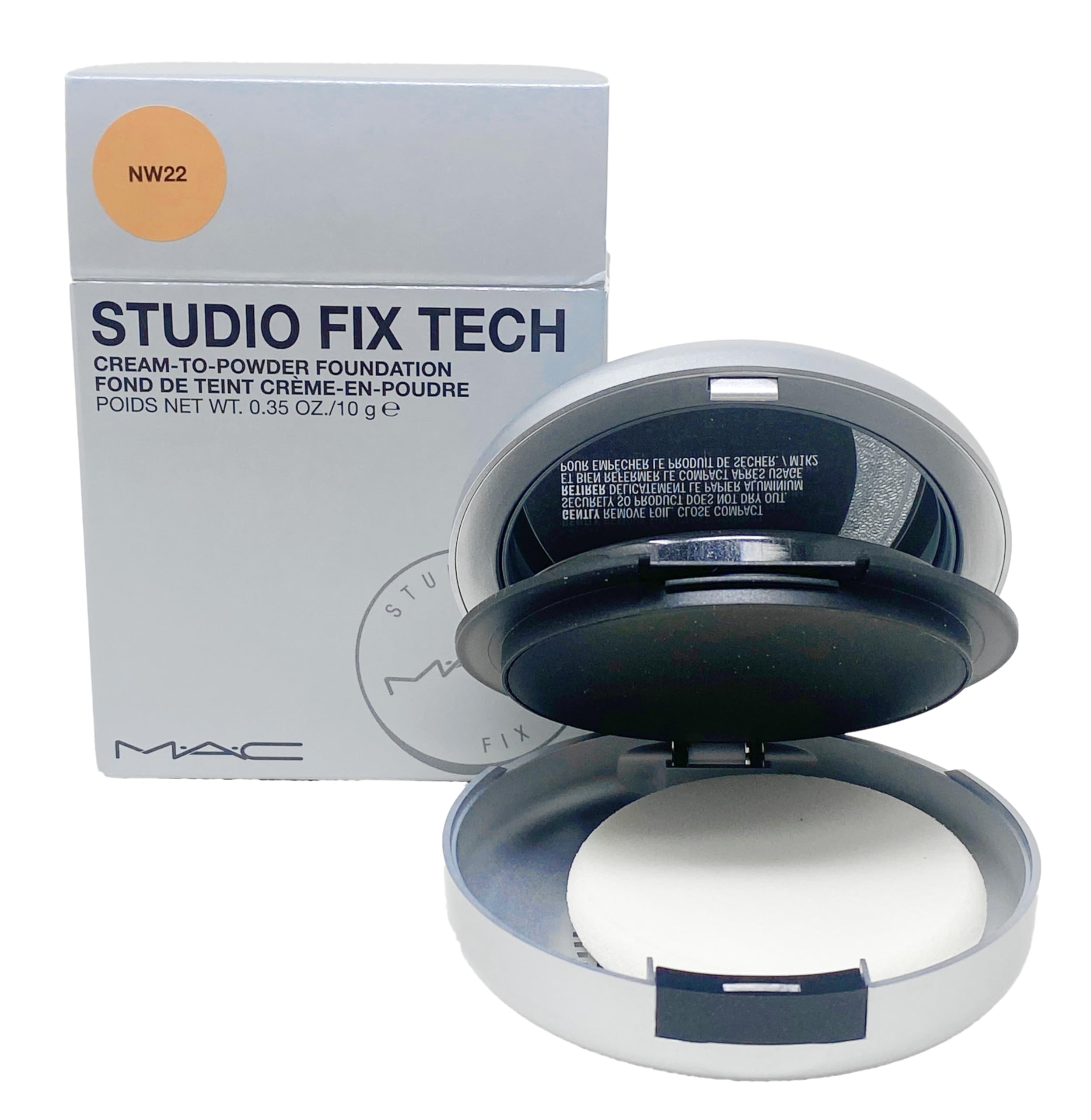MAC Studio Fix Tech Cream-To-Powder Foundation NW22 – Warm Beige with Rosy Undertone | 0.35 oz (10 g)