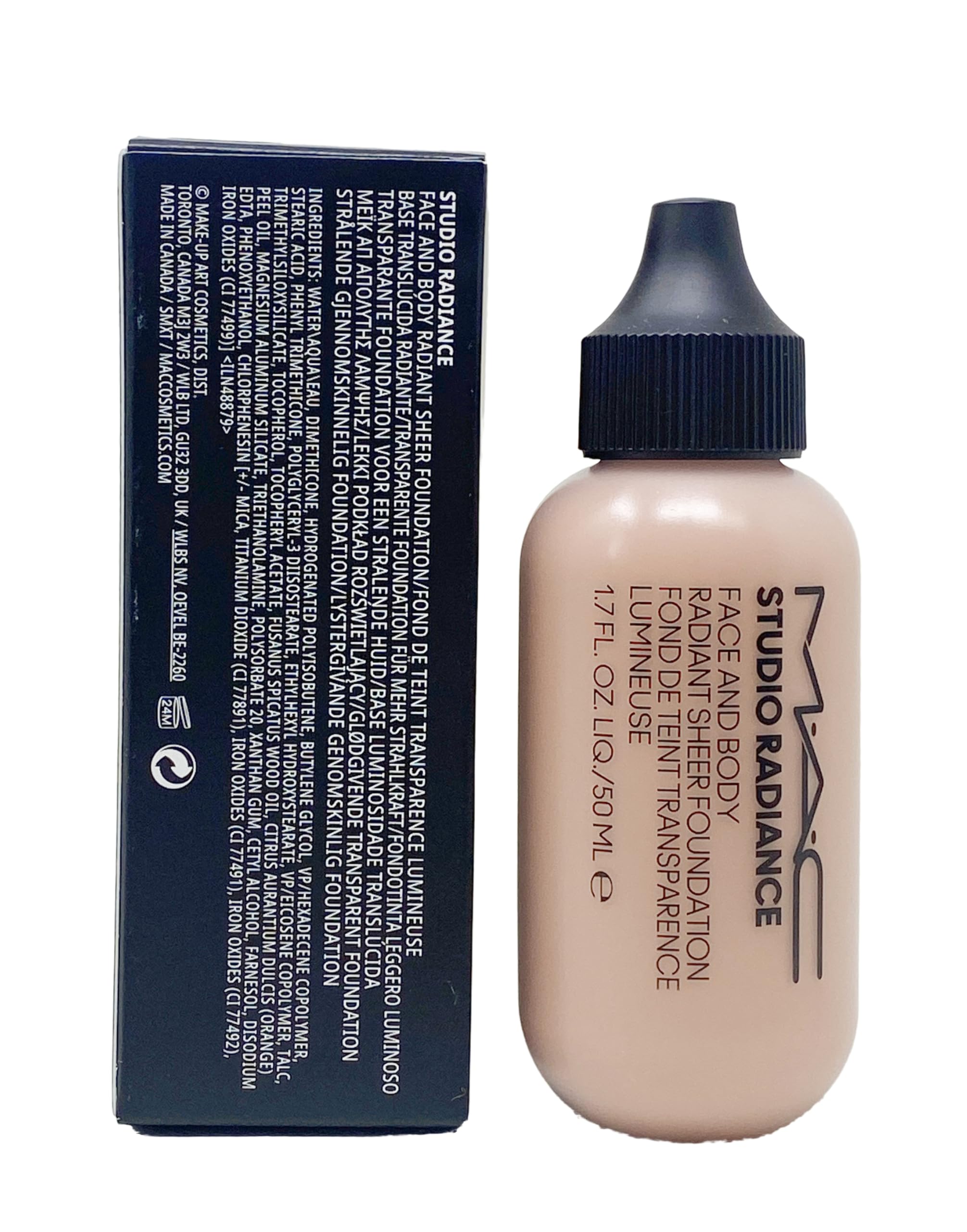 MAC Studio Radiance Foundation W4 – Sheer, Buildable Coverage for Face & Body, Rosy Beige 1.7 oz (50 mL)