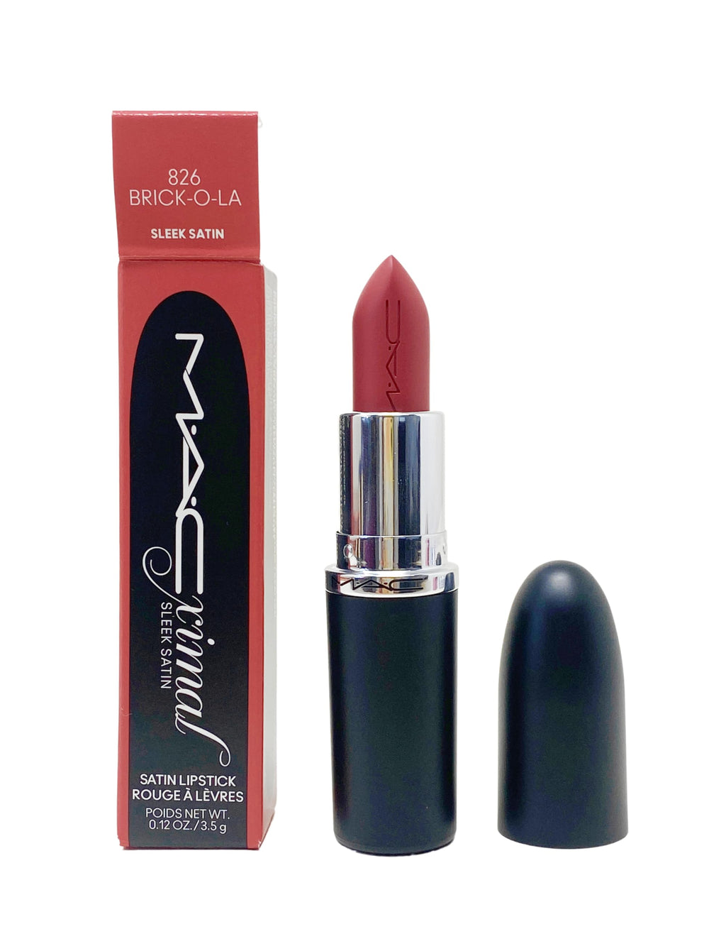 MAC Ximal Sleek Satin Lipstick 826 Brick-O-La – Warm Dusty Rose | 0.12 oz