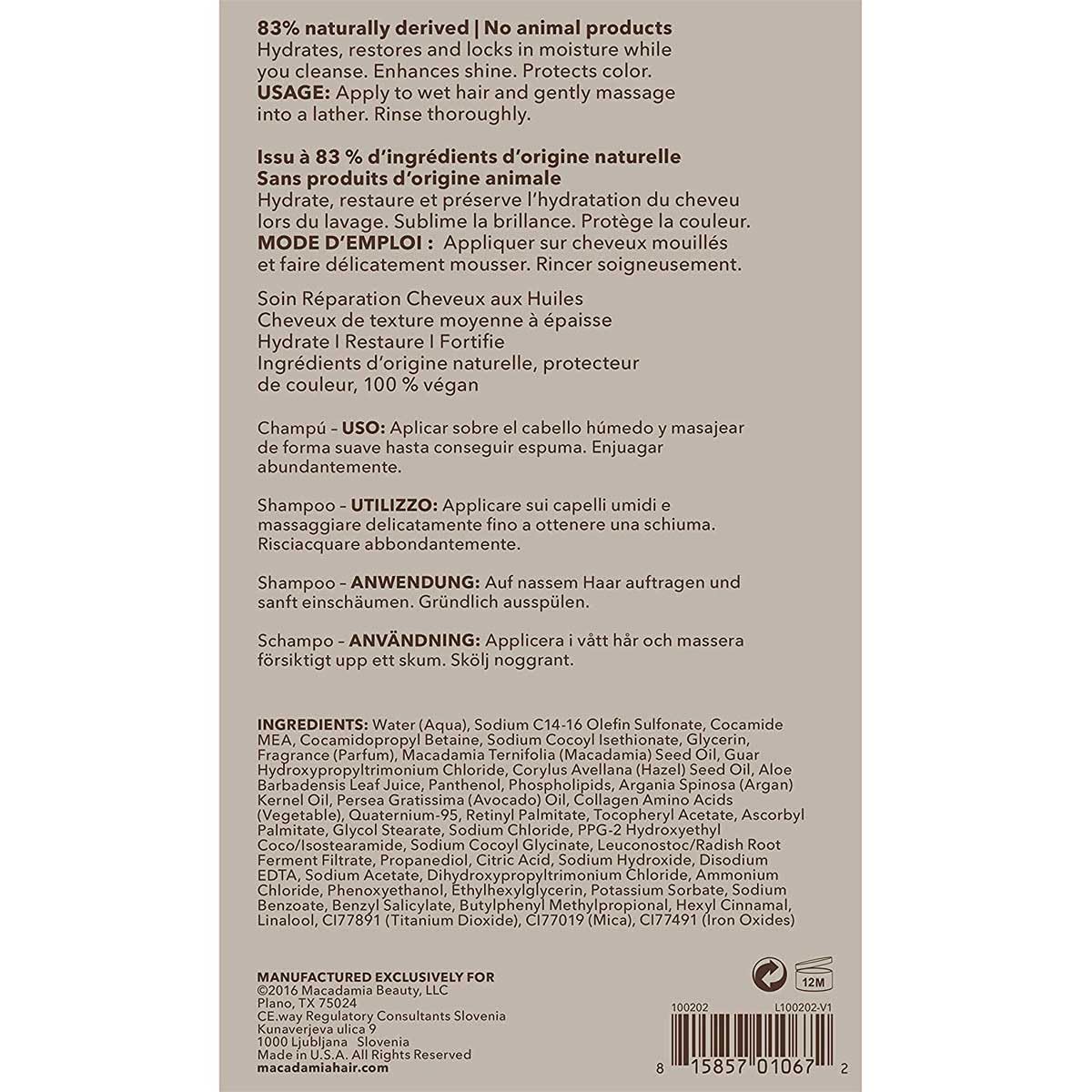 Macadamia Professional Nourishing Moisture Shampoo | Sulfate & Paraben Hair Shampoo, 33.8 Fl Oz