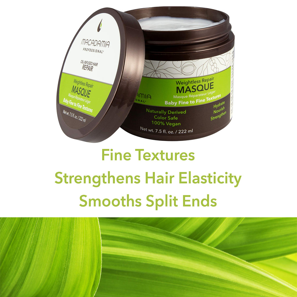 Macadamia Professional Weightless Repair Hair Masque for Thin Fine Hair – Color-Safe, Vegan & Cruelty-Free, 7.5 oz