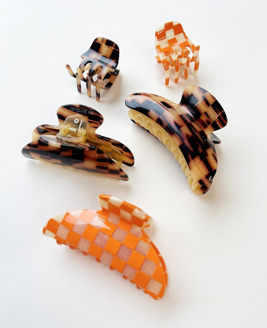 MACHETE Hair Claw Midi Heirloom Clip – 3.5-Inch Blonde Checker, Italian Acetate