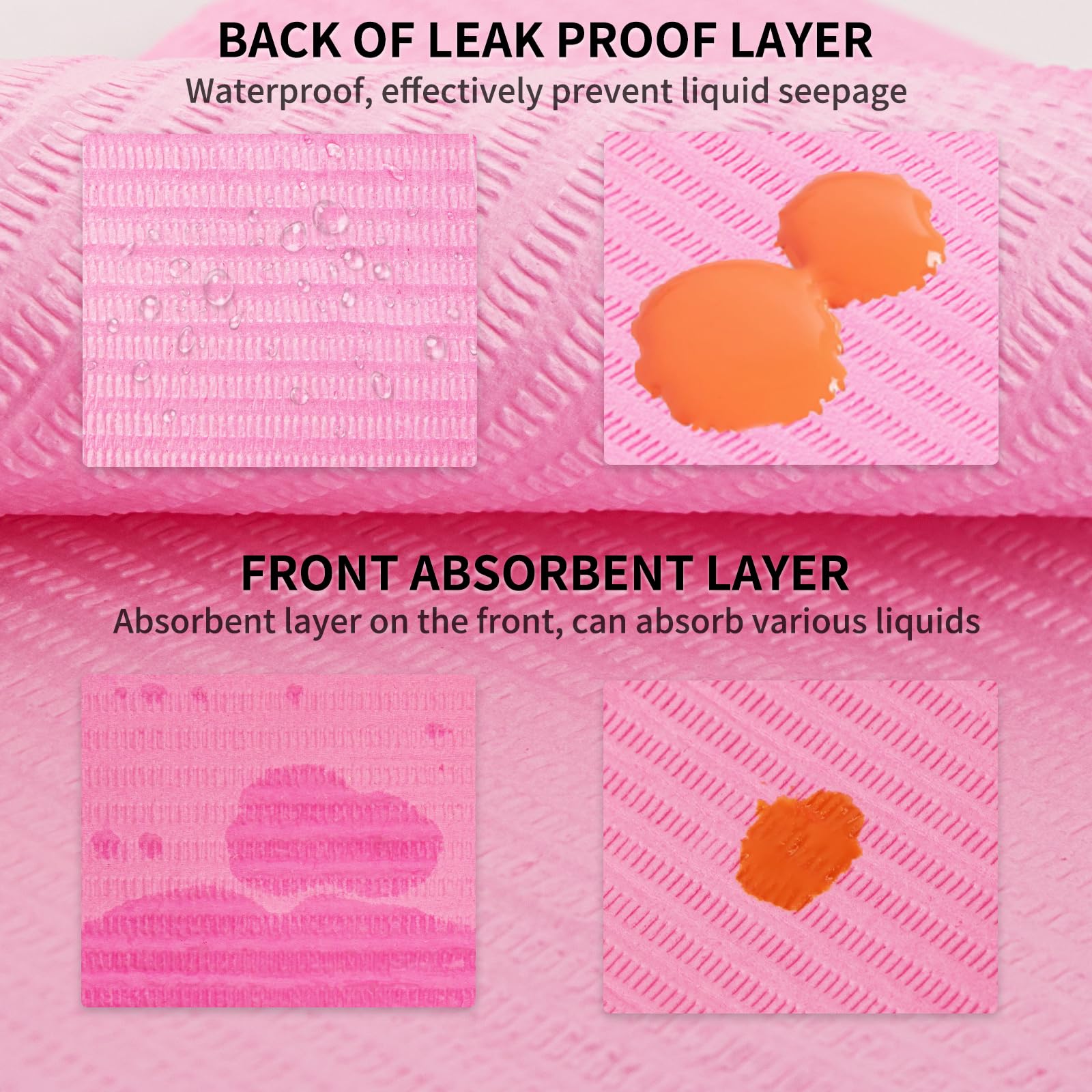 Machine-Ya 490pc Disposable Nail Mats – Foldable 13x18 Pink, 3-Ply Waterproof Table Protectors