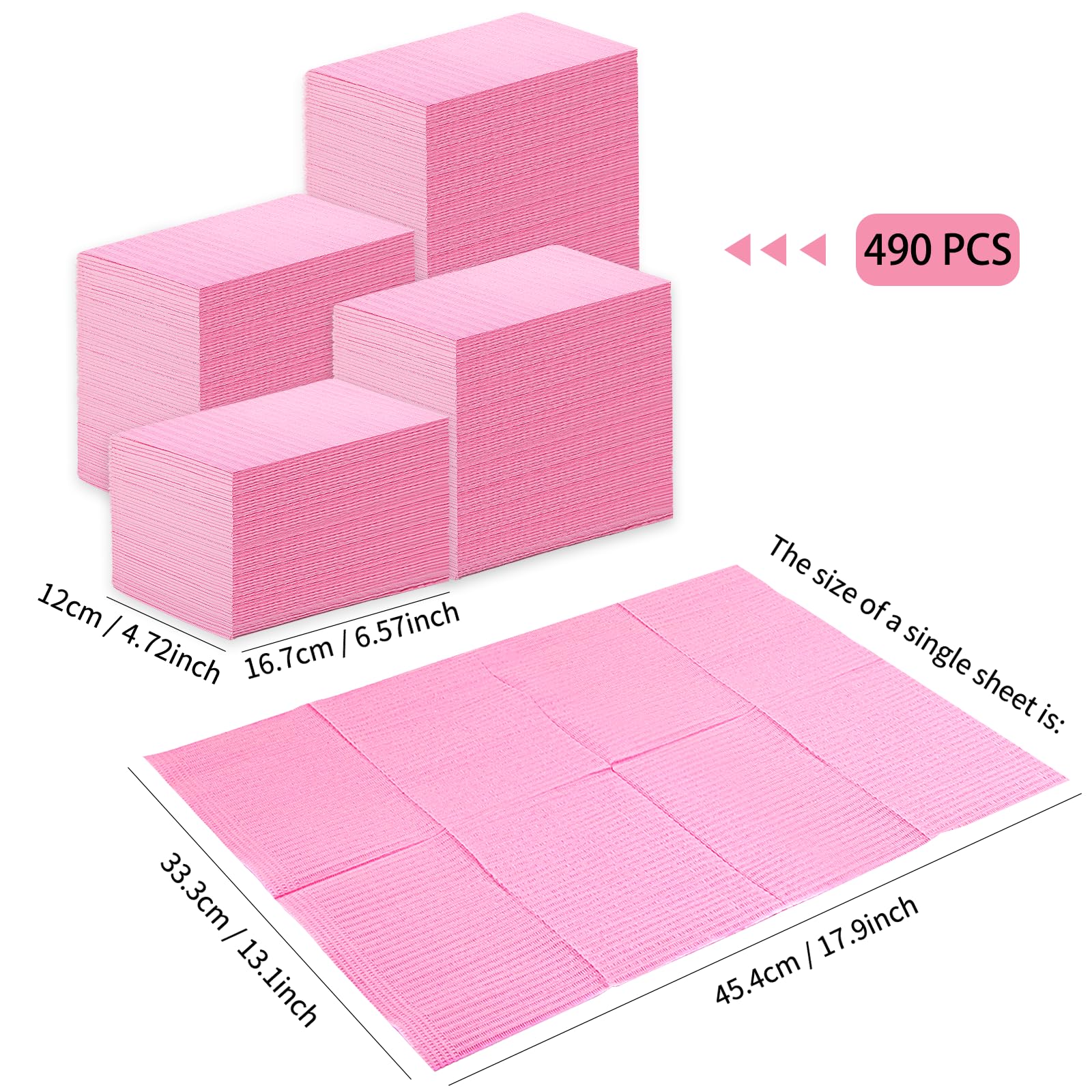 Machine-Ya 490pc Disposable Nail Mats – Foldable 13x18 Pink, 3-Ply Waterproof Table Protectors