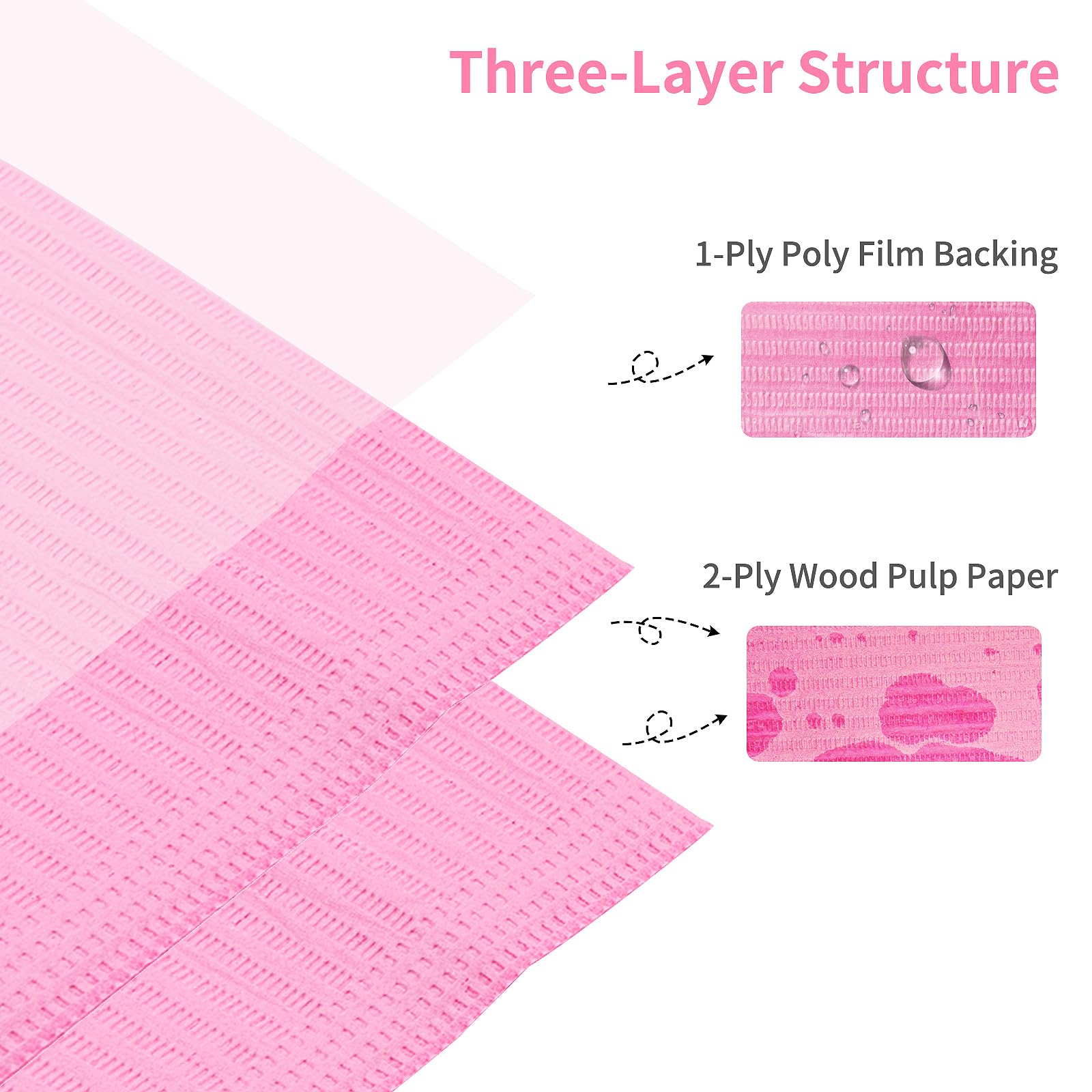 Machine-Ya 490pc Disposable Nail Mats – Foldable 13x18 Pink, 3-Ply Waterproof Table Protectors