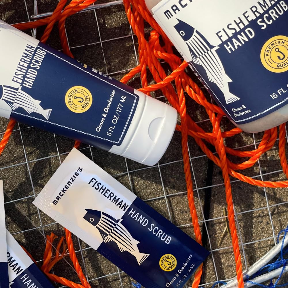 MACKENZIE'S Fisherman Hand Scrub Travel Size Packets – 12 x 0.33 oz – Biodegradable & Odor-Removing