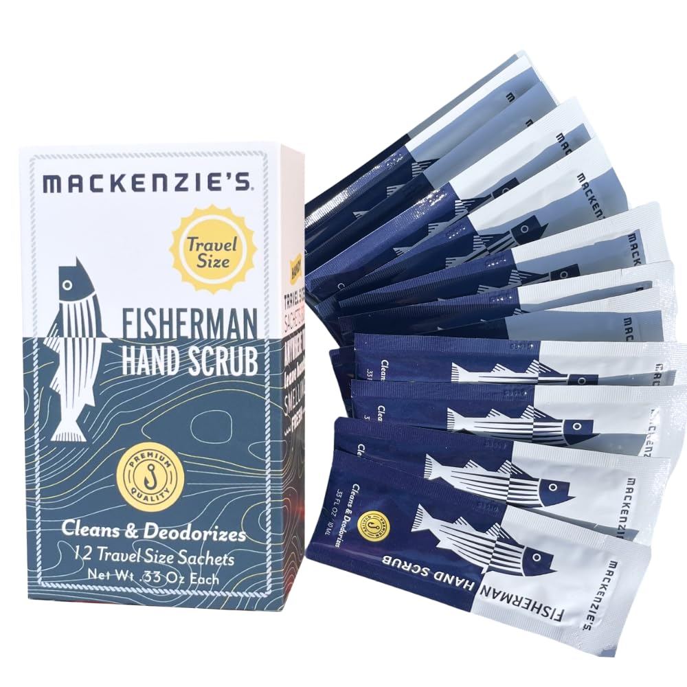 MACKENZIE'S Fisherman Hand Scrub Travel Size Packets – 12 x 0.33 oz – Biodegradable & Odor-Removing