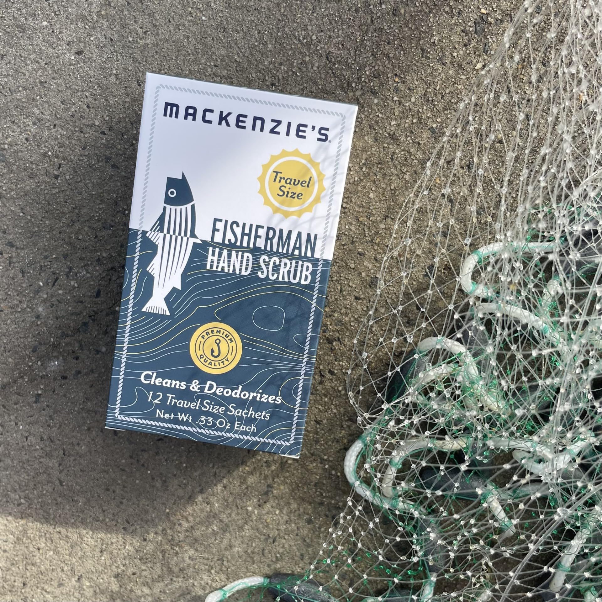 MACKENZIE'S Fisherman Hand Scrub Travel Size Packets – 12 x 0.33 oz – Biodegradable & Odor-Removing