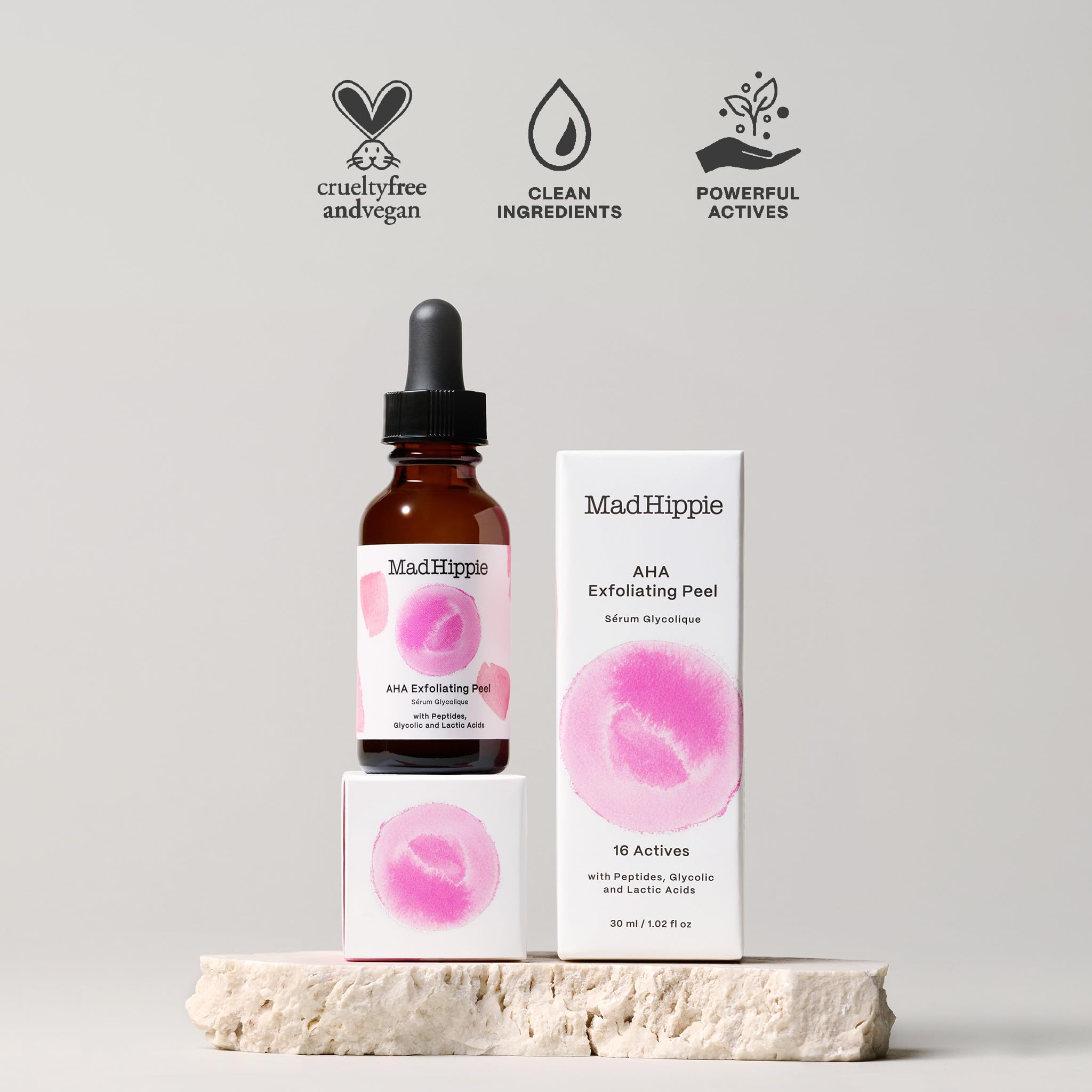 Mad Hippie AHA Exfoliating Peel – Lactic & Glycolic Acids, Goji Berry, Peptides, Hyaluronic Acid & Niacinamide, 1.02 oz