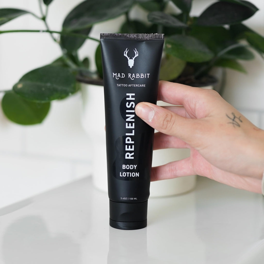 Mad Rabbit Replenish Tattoo Body Lotion – Fragrance-Free, Lightweight, Non-Greasy, Silicone-Free (3.4 oz)