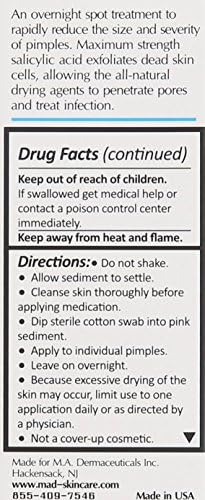 M.A.D Skincare Acne Drying Lotion – 10% Sulfur & Salicylic Acid | Overnight Spot Treatment | 1 fl oz