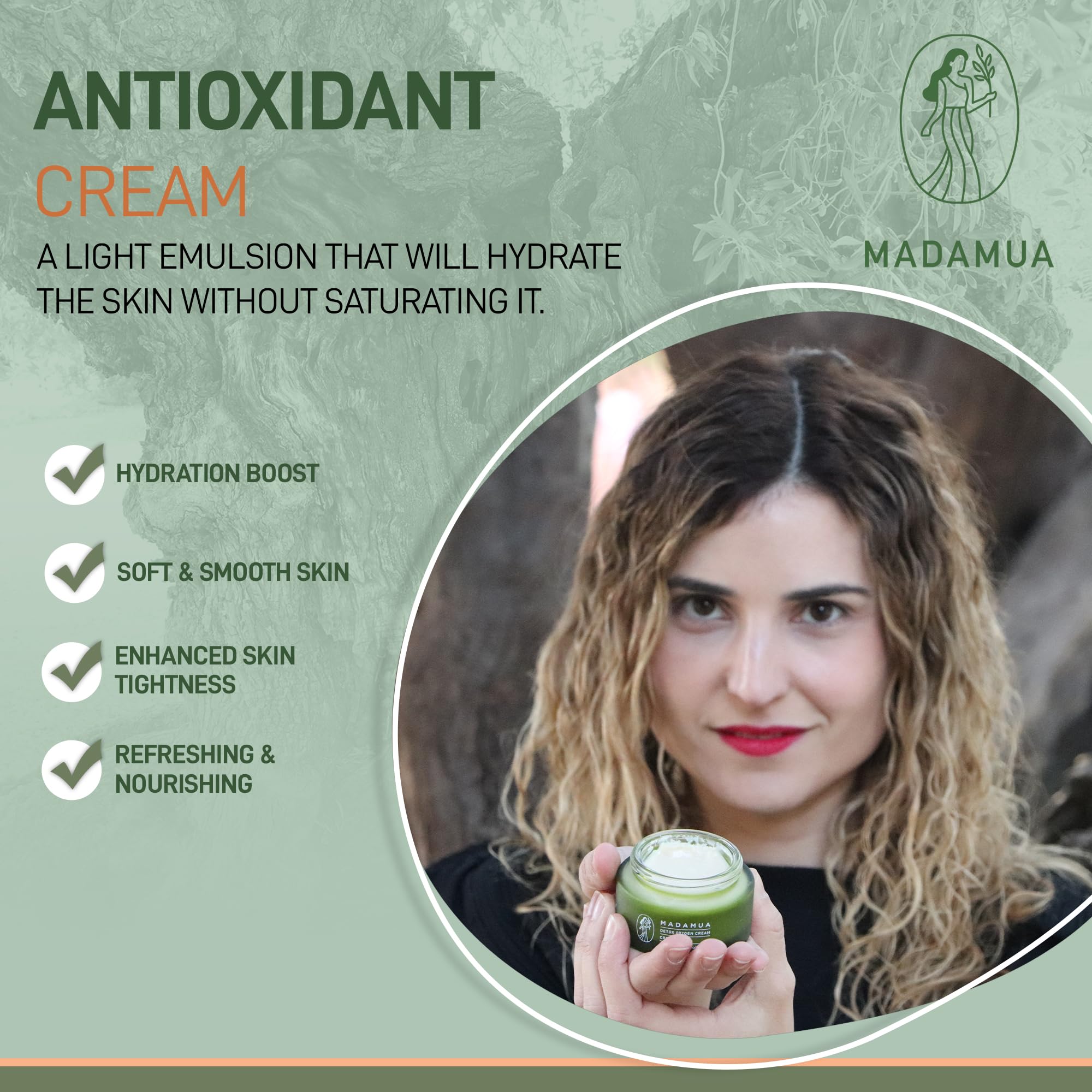 MADAMUA Detox Antioxidant Moisturizer Face Cream – Organic Daily Hydration for Dry Skin