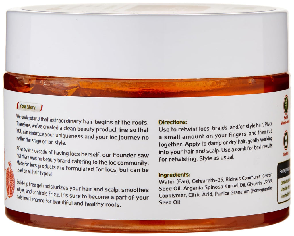 Made For Locs Retwisting Firm Hold Pomade | Vegan Gel 4 oz (Pomegranate)