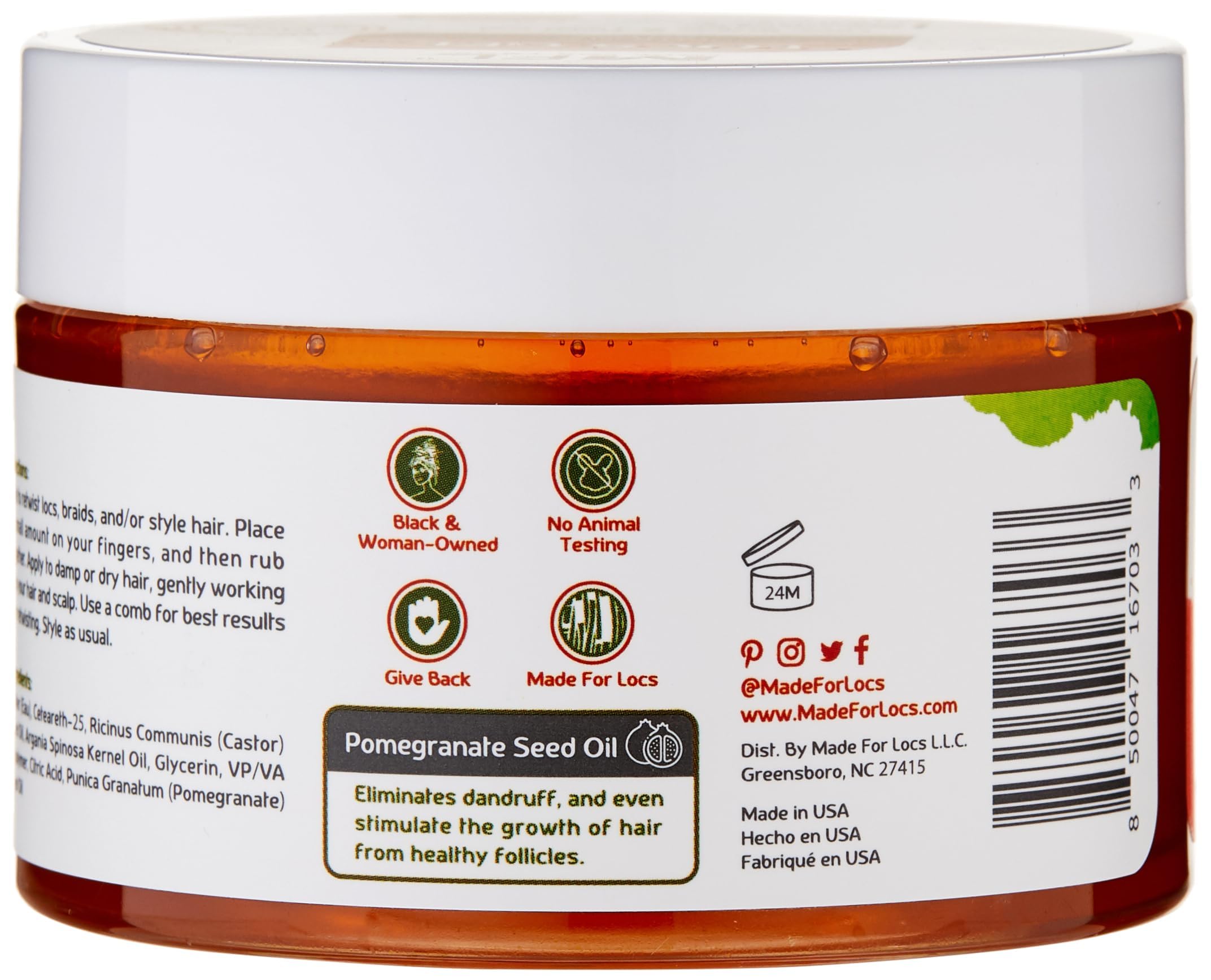 Made For Locs Retwisting Firm Hold Pomade | Vegan Gel 4 oz (Pomegranate)