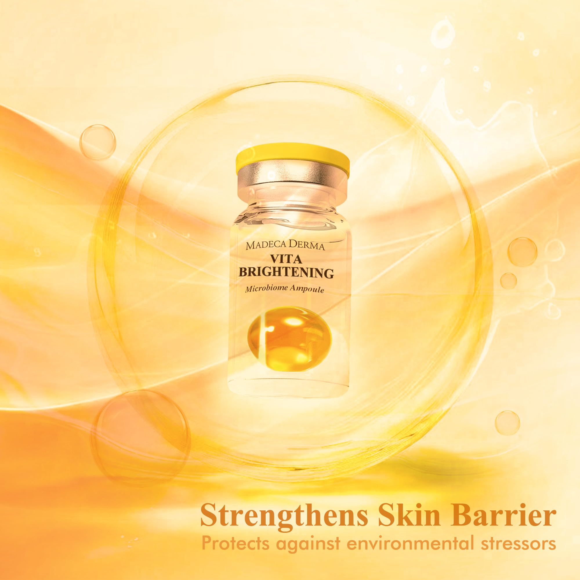 MADECA DERMA Vita Brightening Microbiome Ampoule – Brightening with Vitamin C & E, Hyaluronic Acid & Antioxidants (5 x 0.23 fl oz)