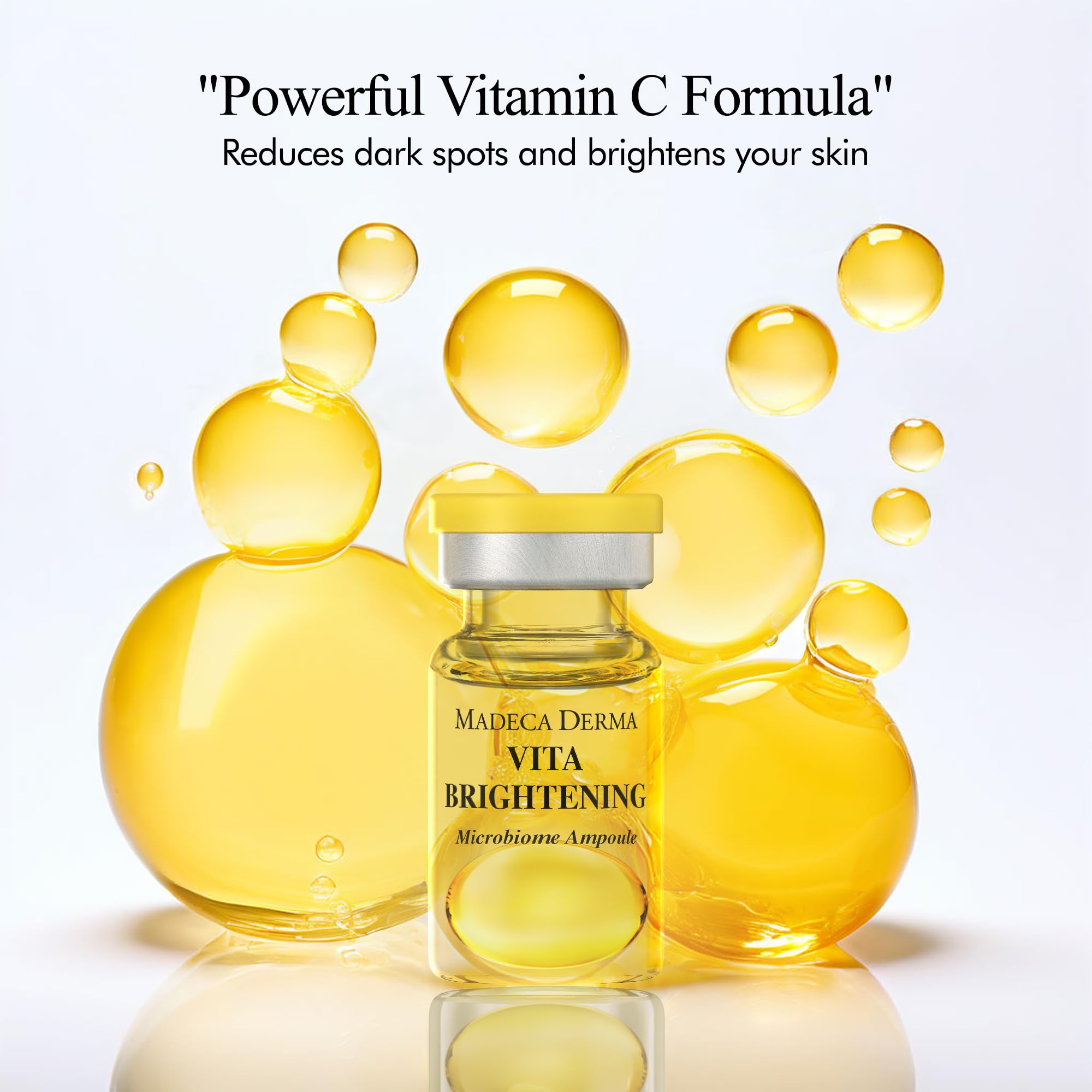 MADECA DERMA Vita Brightening Microbiome Ampoule – Brightening with Vitamin C & E, Hyaluronic Acid & Antioxidants (5 x 0.23 fl oz)