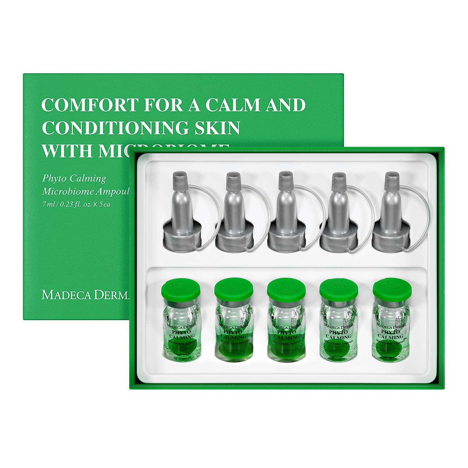 MADECA DERMA Phyto Calming Microbiome Ampoule – Hydration, Anti-Redness & Barrier Support (5 x 0.23 fl oz)