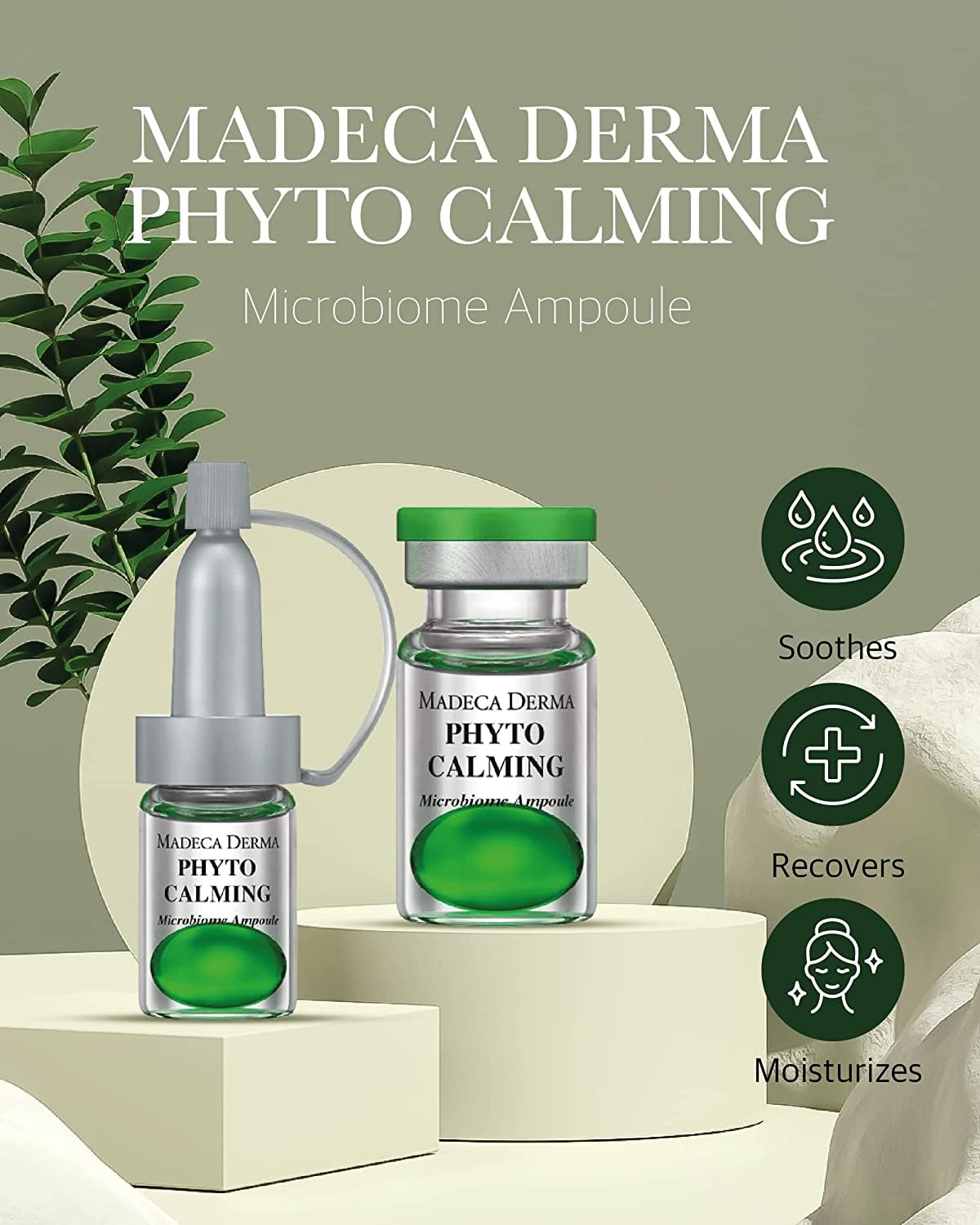 MADECA DERMA Phyto Calming Microbiome Ampoule – Hydration, Anti-Redness & Barrier Support (5 x 0.23 fl oz)