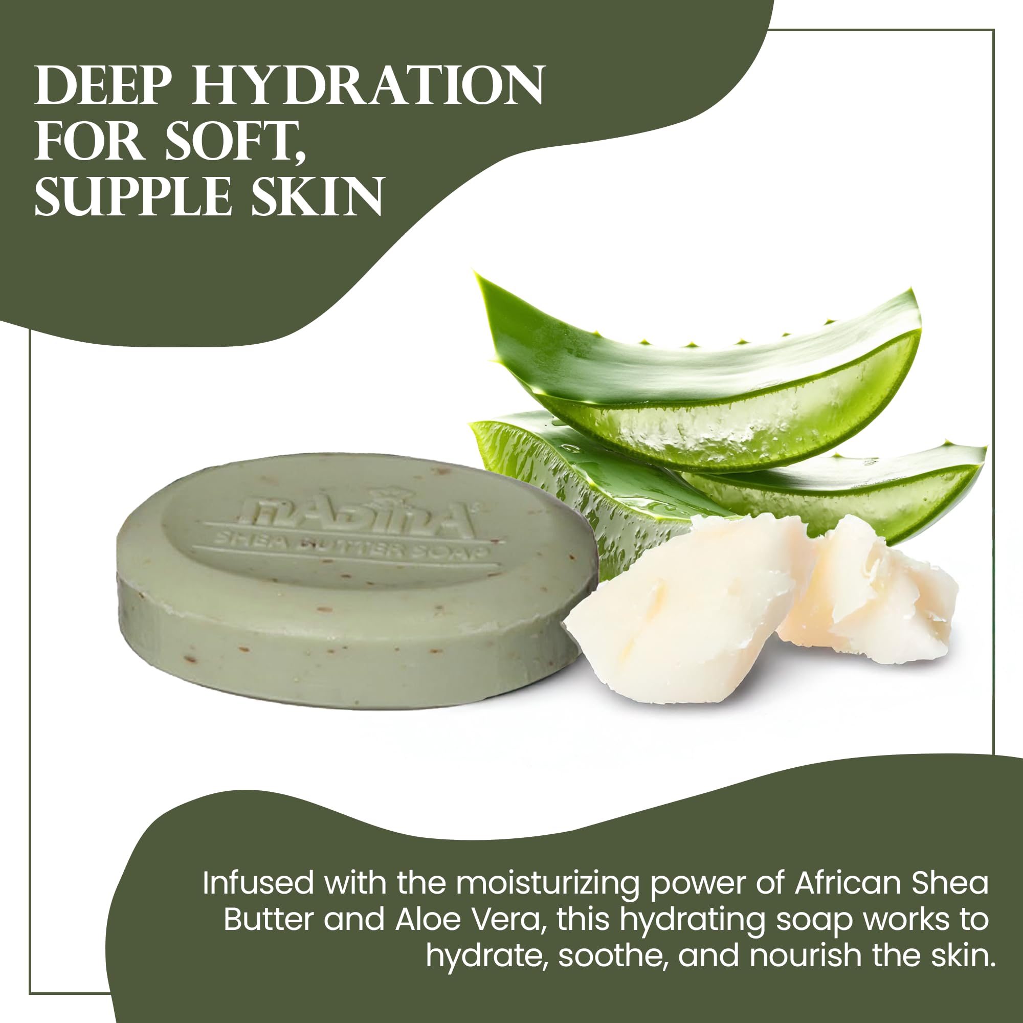 Madina African Black Soap Bar – Shea Butter & Aloe, 6-Pack (3.5 oz Each) | Gentle Hydration & Mild Exfoliation for All Skin Types