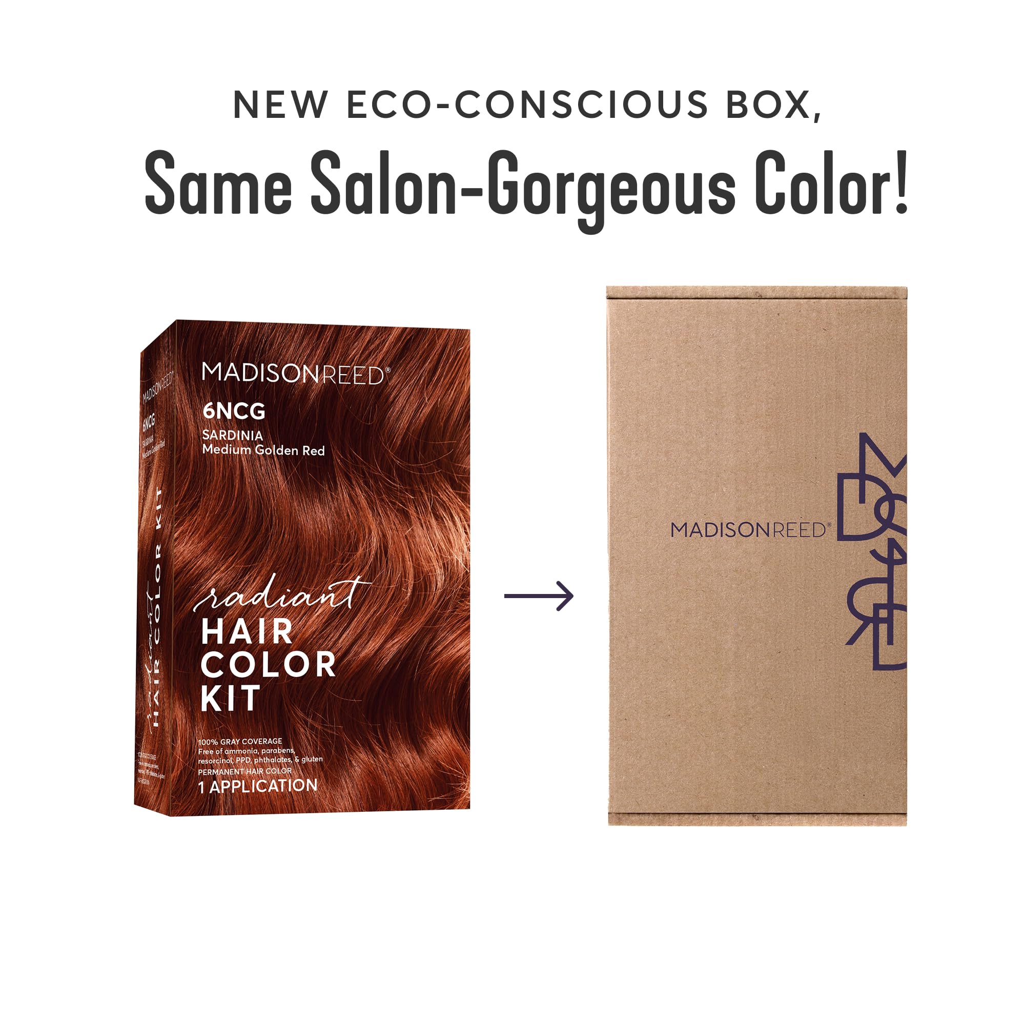 Madison Reed Radiant Hair Color Kit 6NCG - Medium Golden Red with Copper Tones Sardinia Red - 2 Pack