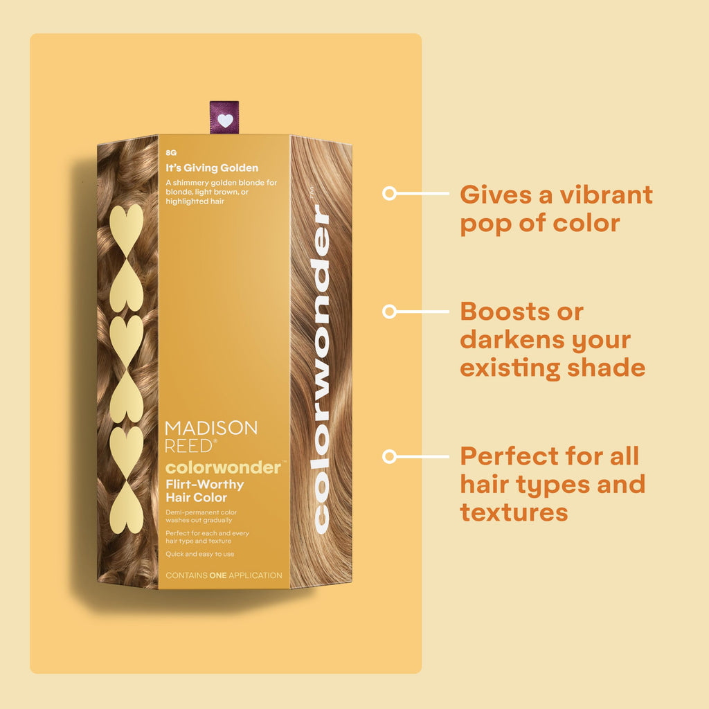 Madison Reed ColorWonder Demi-Permanent Hair Color — Ammonia-Free, Cruelty-Free, 8G Golden Bold (Pack of 2)