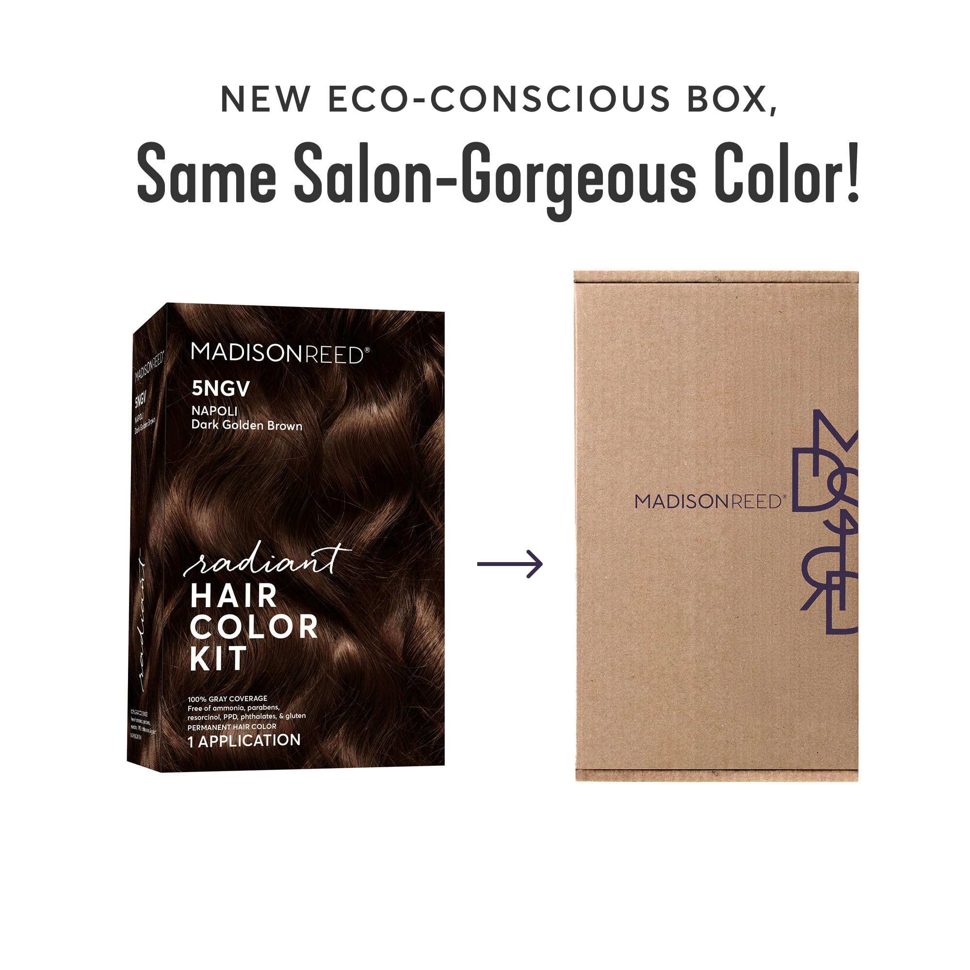 Madison Reed Radiant Hair Color Kit 5NGV Napoli Brown — Ammonia & PPD-Free, Gray Blending, 2-Pack