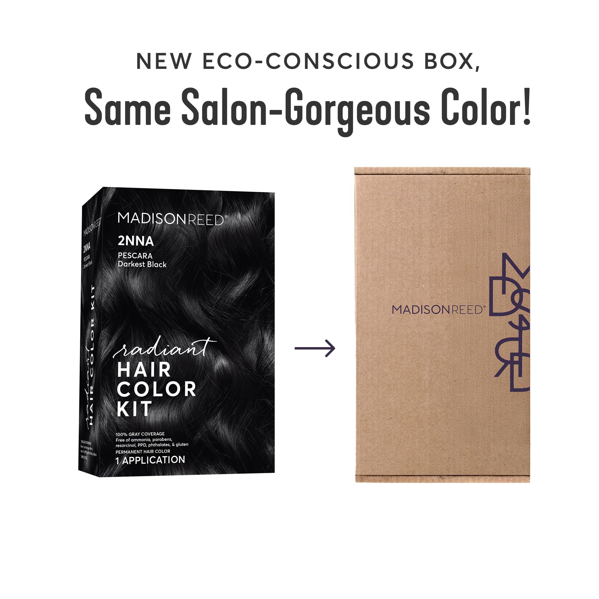 Madison Reed Radiant Hair Color Kit 2NNA Darkest Cool Black with Ash Undertones (Pescara Black) – 2 Pack | Ammonia-Free, 8-Free Formula