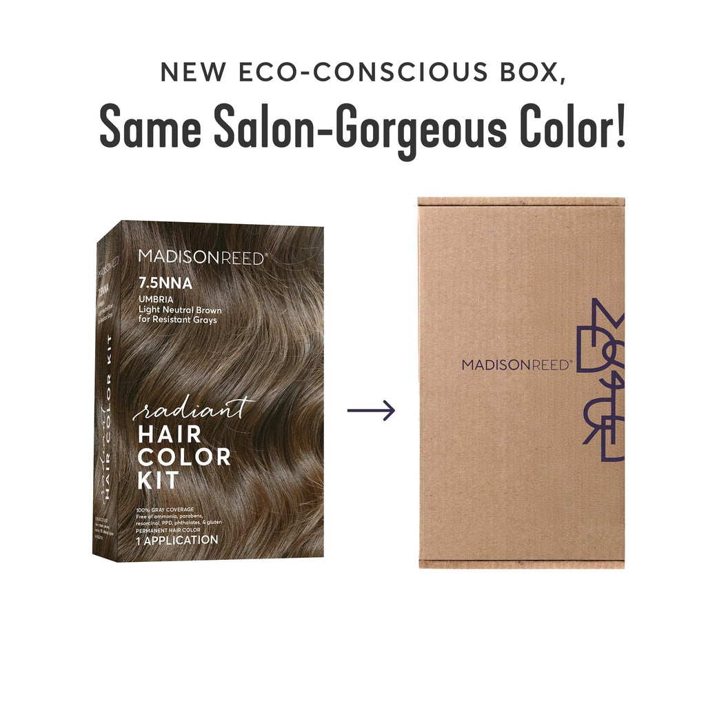 Madison Reed Radiant Hair Color Kit - 7.5NNA Light Neutral Brown (Umbria Brown) 2-Pack | 100% Gray Coverage, Ammonia-Free & PPD-Free