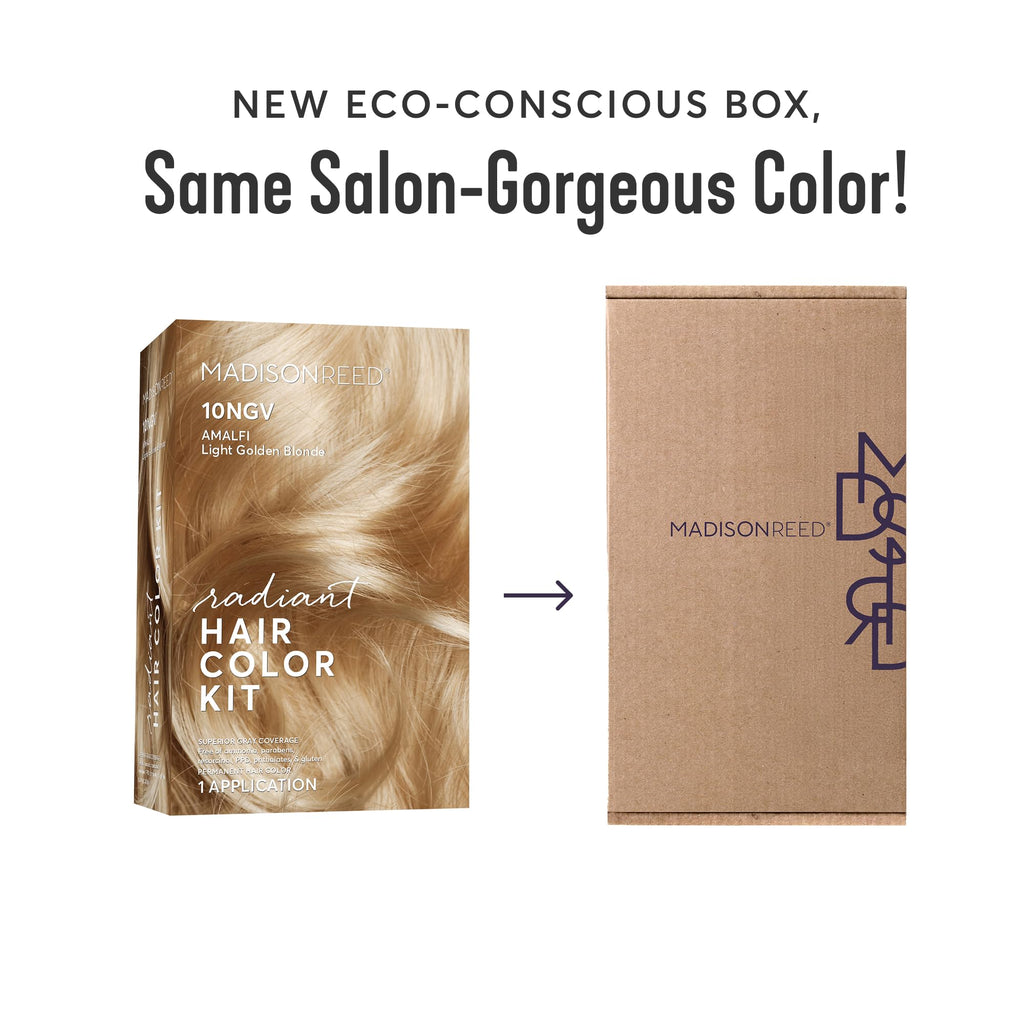 Madison Reed Radiant Hair Color Kit 10NGV Light Golden Blonde (Amalfi Blonde) – 2 Pack, Ammonia- and PPD-Free