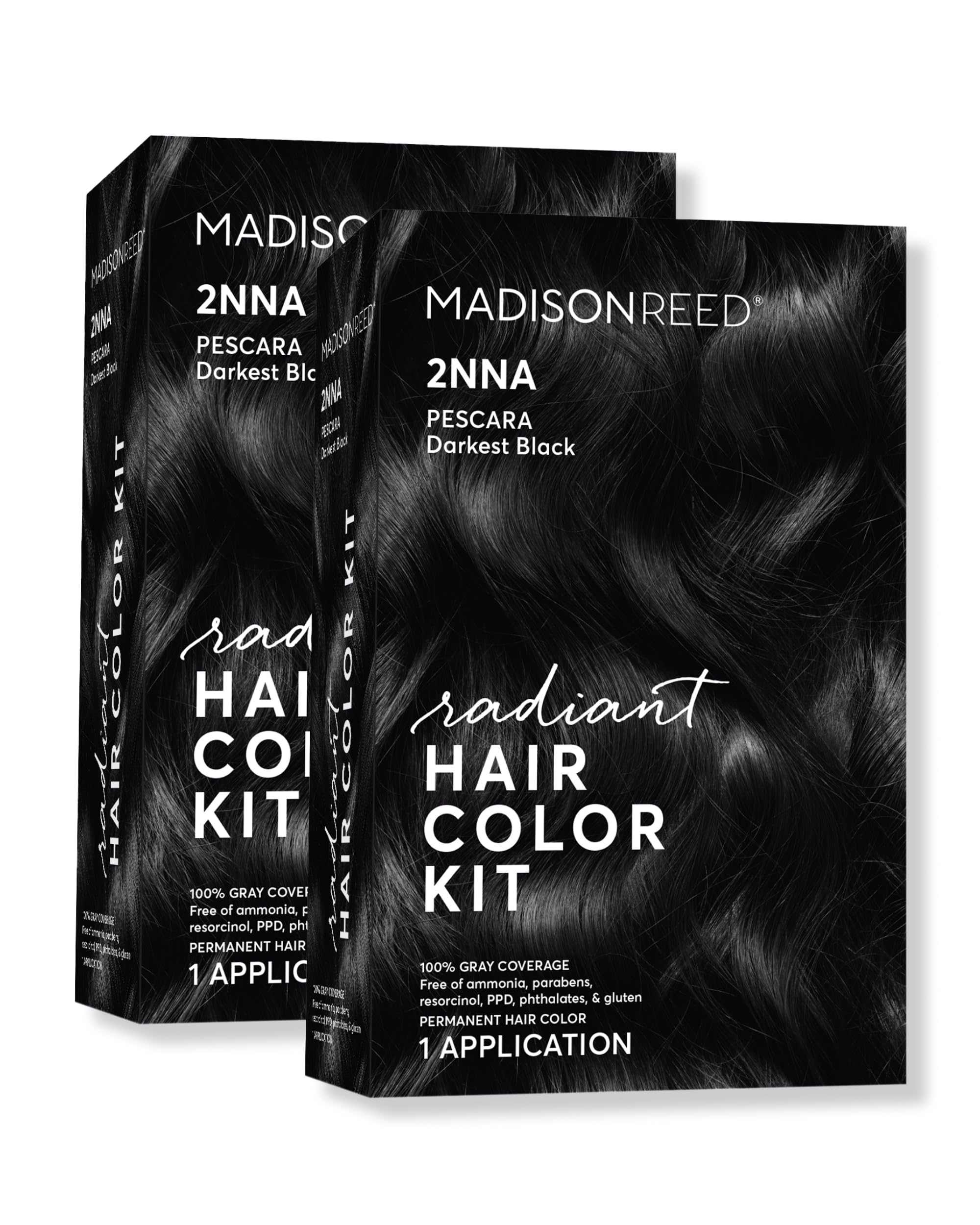 Madison Reed Radiant Hair Color Kit 2NNA Darkest Cool Black with Ash Undertones (Pescara Black) – 2 Pack | Ammonia-Free, 8-Free Formula
