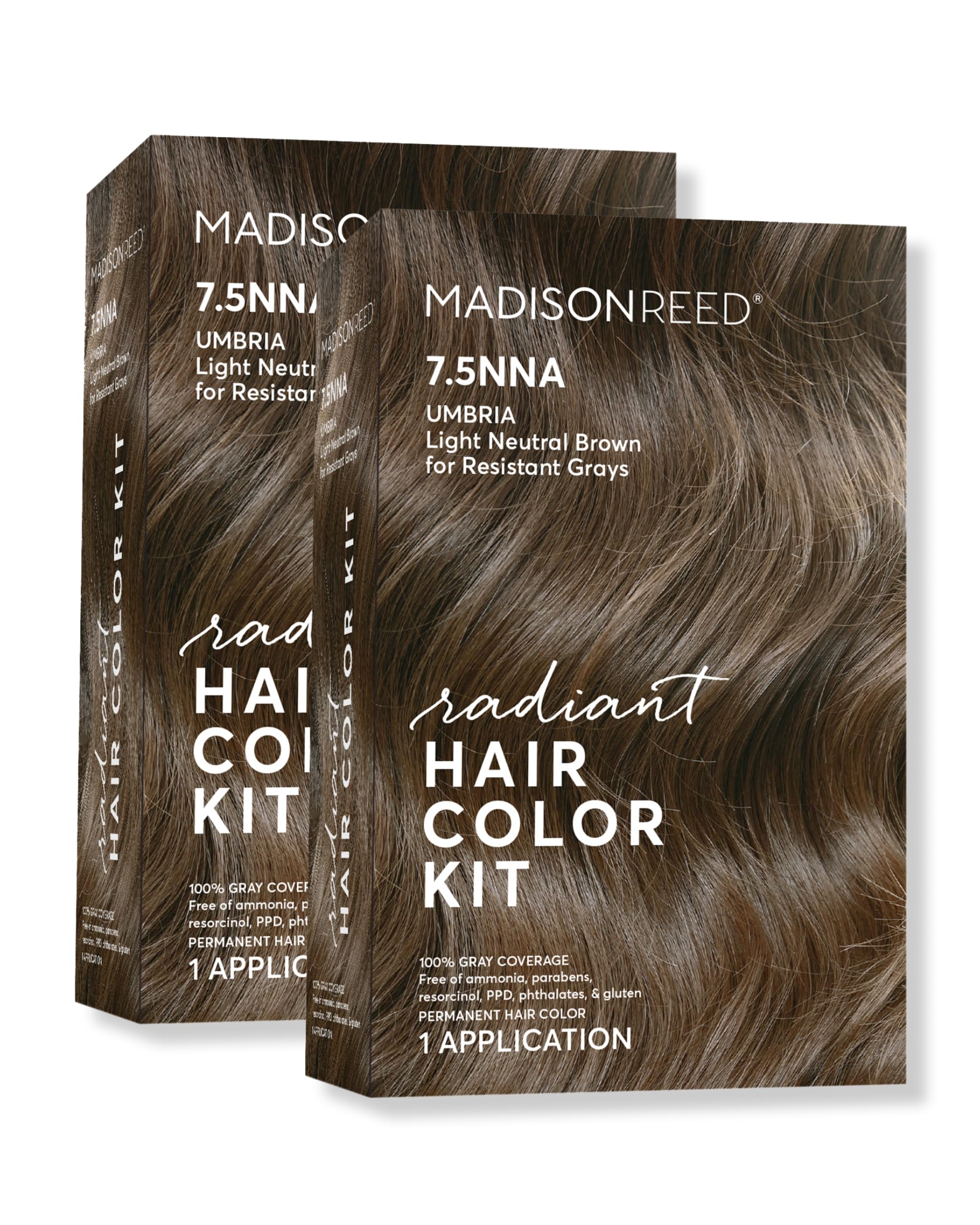 Madison Reed Radiant Hair Color Kit - 7.5NNA Light Neutral Brown (Umbria Brown) 2-Pack | 100% Gray Coverage, Ammonia-Free & PPD-Free