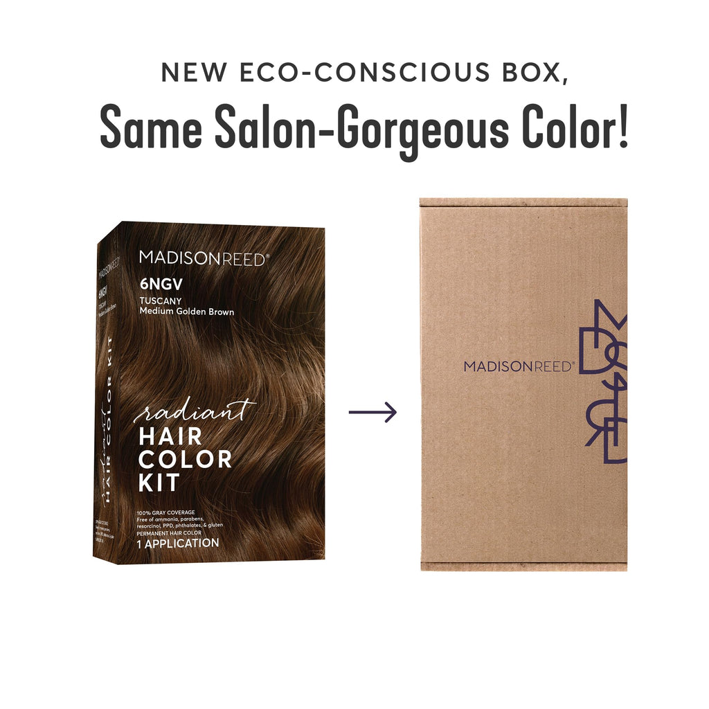 Madison Reed Radiant Hair Color Kit - 6NGV Medium Golden Brown (Tuscany Brown) – 2 Pack, PPD-Free & Ammonia-Free