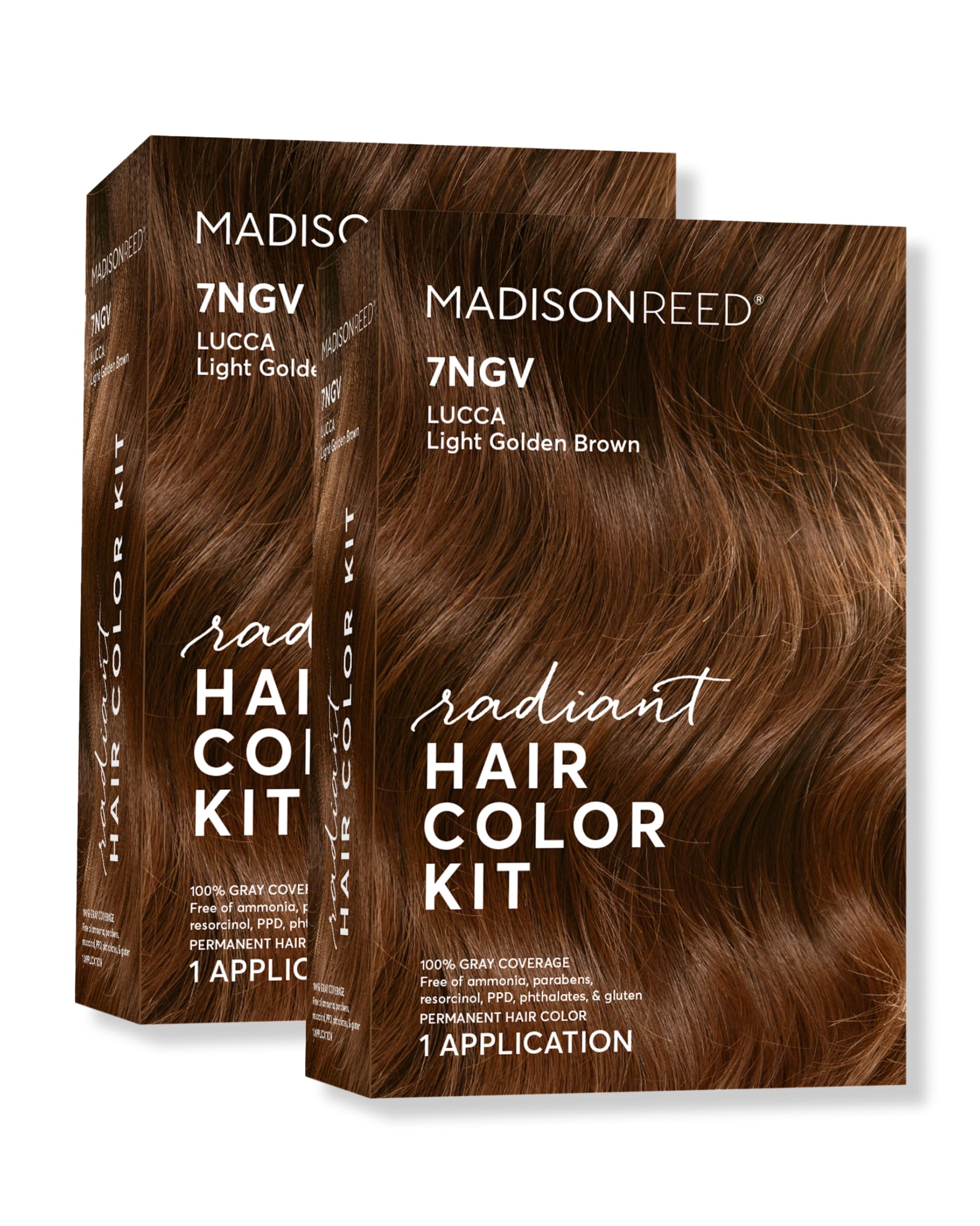 Madison Reed Radiant Color Kit 7NGV Light Golden Brown (Lucca Brown) – 2 Pack, Ammonia-Free & PPD-Free