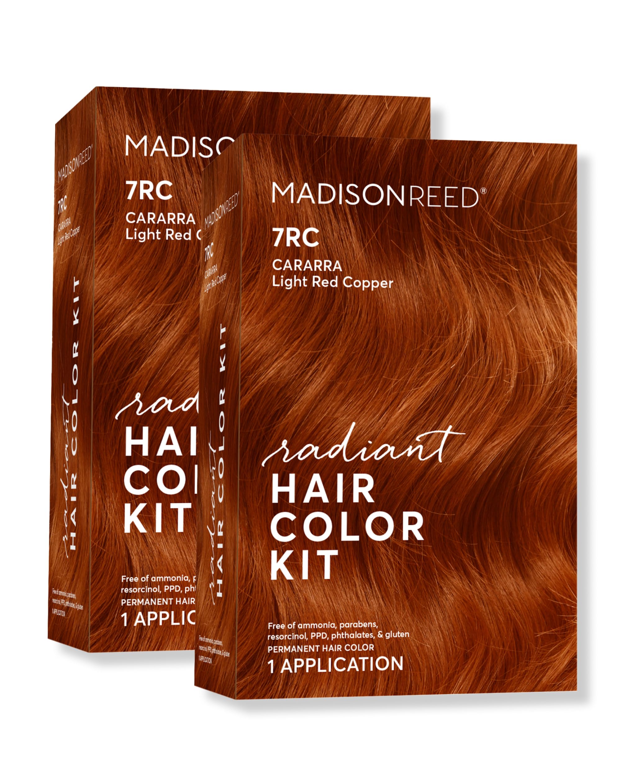 Madison Reed Radiant Color Kit 7RC Light Ginger Red with Copper Tones – Ammonia-Free, PPD-Free Permanent Dye (2 Pack)