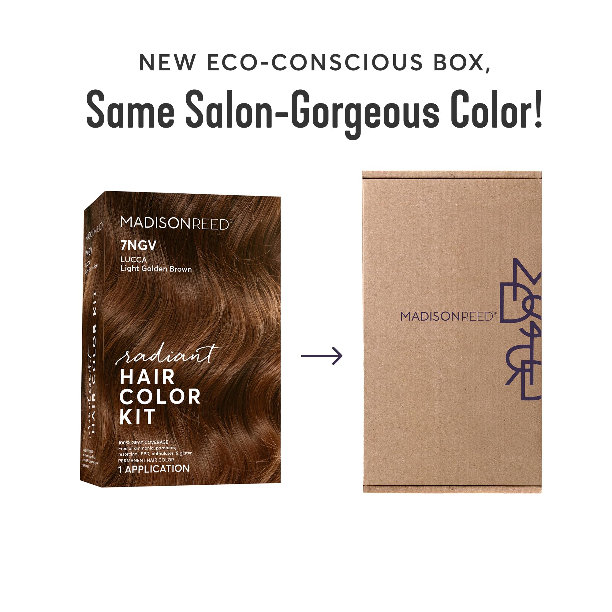 Madison Reed Radiant Color Kit 7NGV Light Golden Brown (Lucca Brown) – 2 Pack, Ammonia-Free & PPD-Free