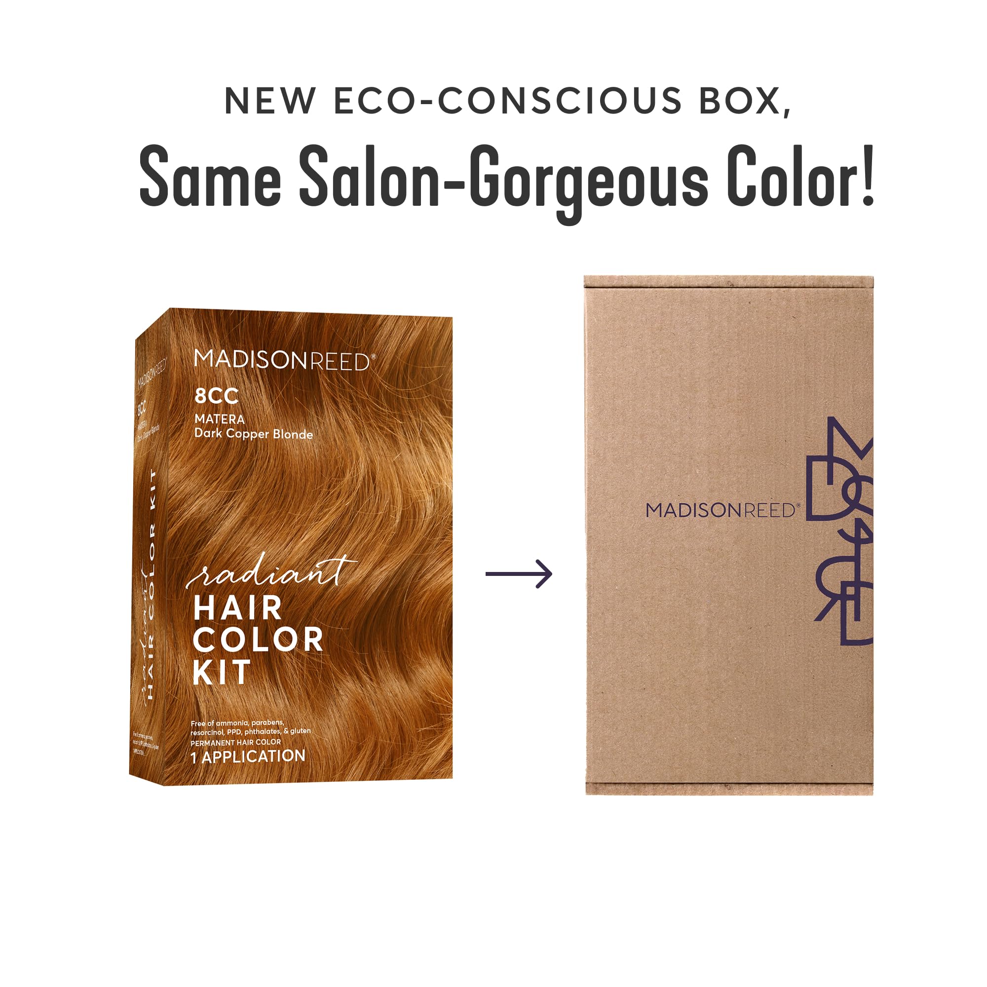 Madison Reed Radiant Color Kit 8CC Dark Vivid Copper Blonde (Matera Marigold) – PPD-Free & Ammonia-Free, 2 Pack