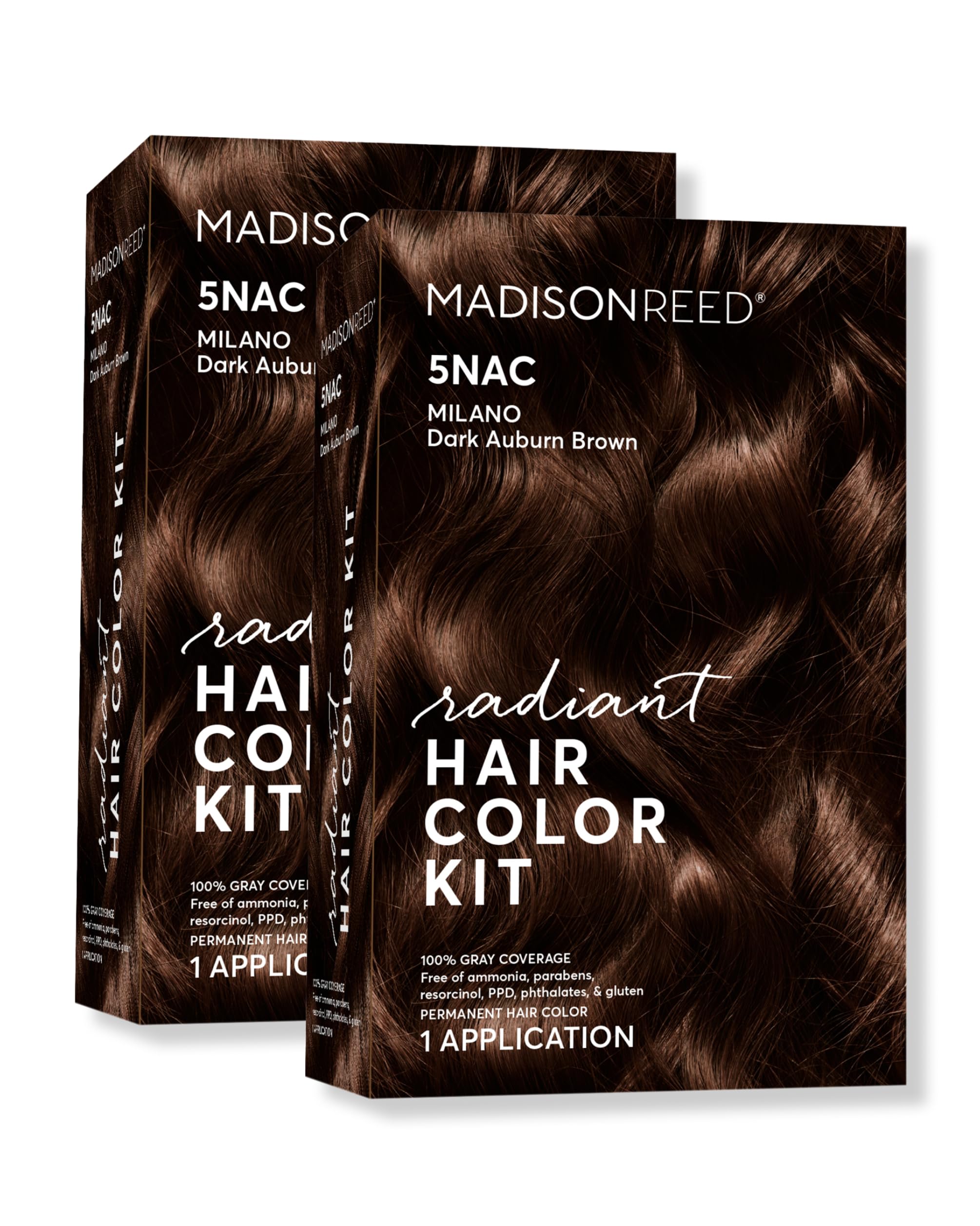 Madison Reed Radiant Color Kit - 5NAC Dark Chocolate Brown with Copper-Auburn Undertones (Milano Brown) - 2 Pack