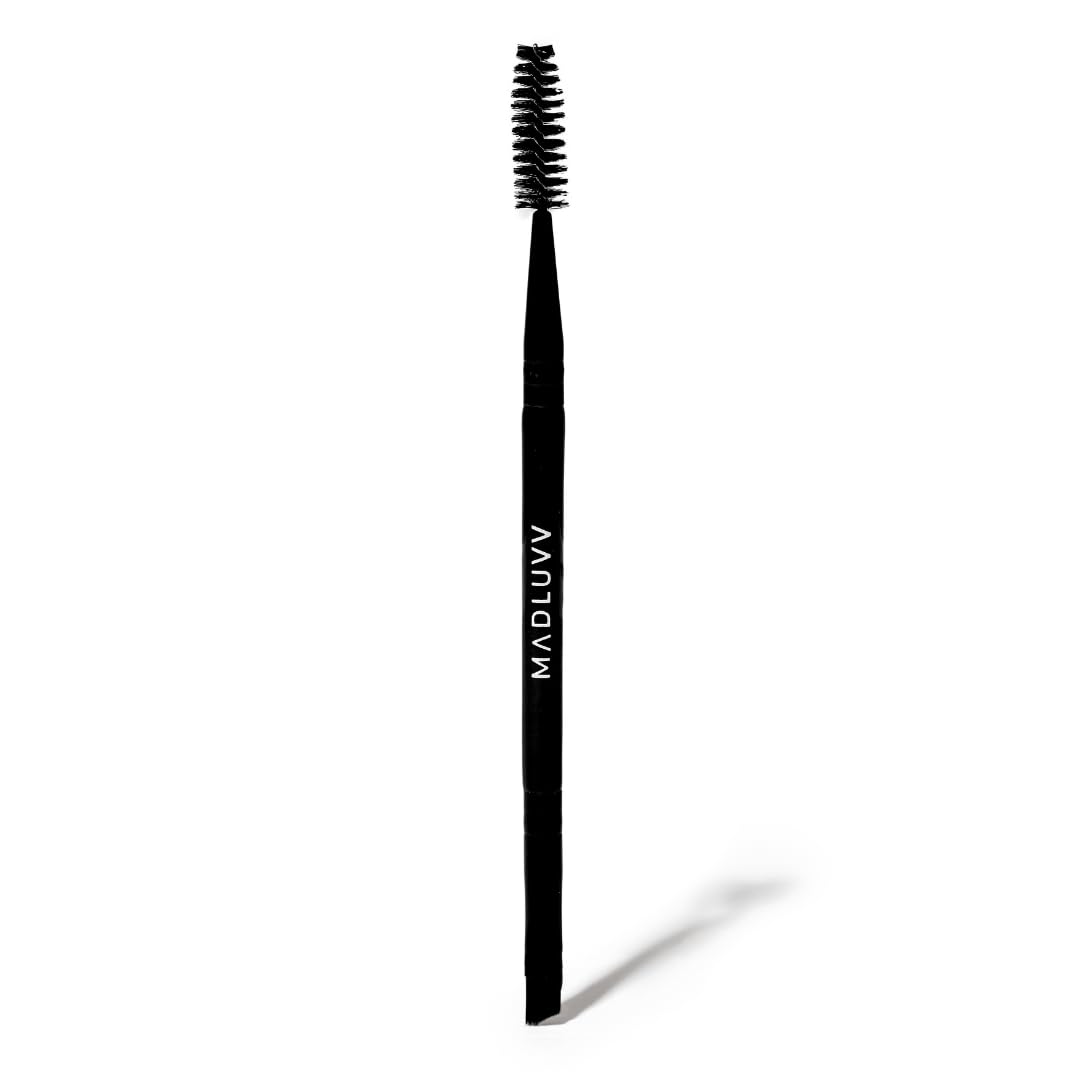 MADLUVV Brow Stamp Kit with 9 Stencils – Natural-Looking Brows, Spoolie & Travel Bag (Brunette)