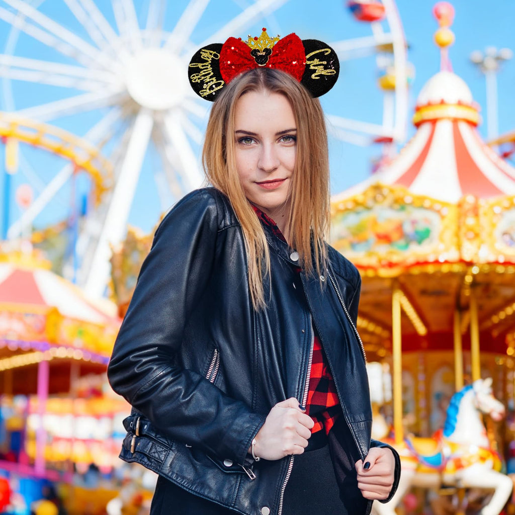 MADO Birthday Girl Mouse Ear Headband – Black BDG-MC | Lightweight Party Accessory for Women & Girls