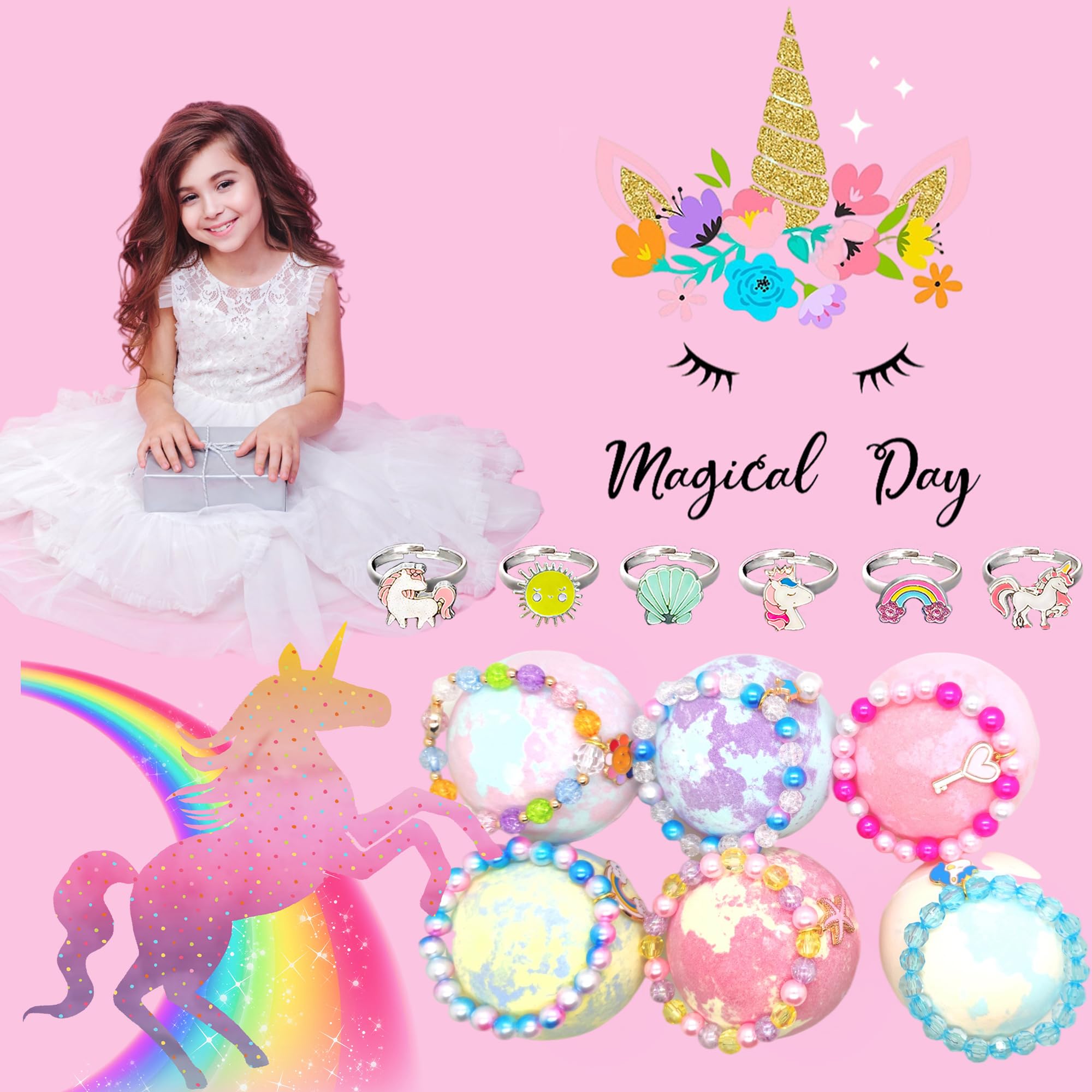 MADO Unicorn Bath Bombs with Jewelry Inside – Fun Kids’ Bath Time Gift