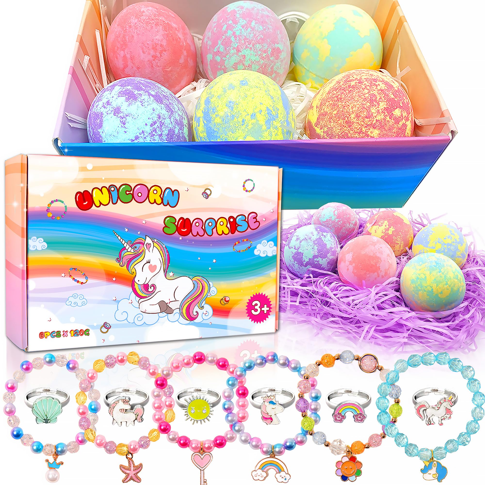MADO Unicorn Bath Bombs with Jewelry Inside – Fun Kids’ Bath Time Gift