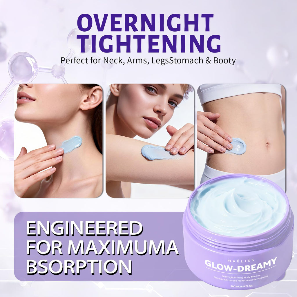 MAËLISS Overnight Toning Whip – Firming Night Cream for Arms, Thighs & Belly | 6.8 oz