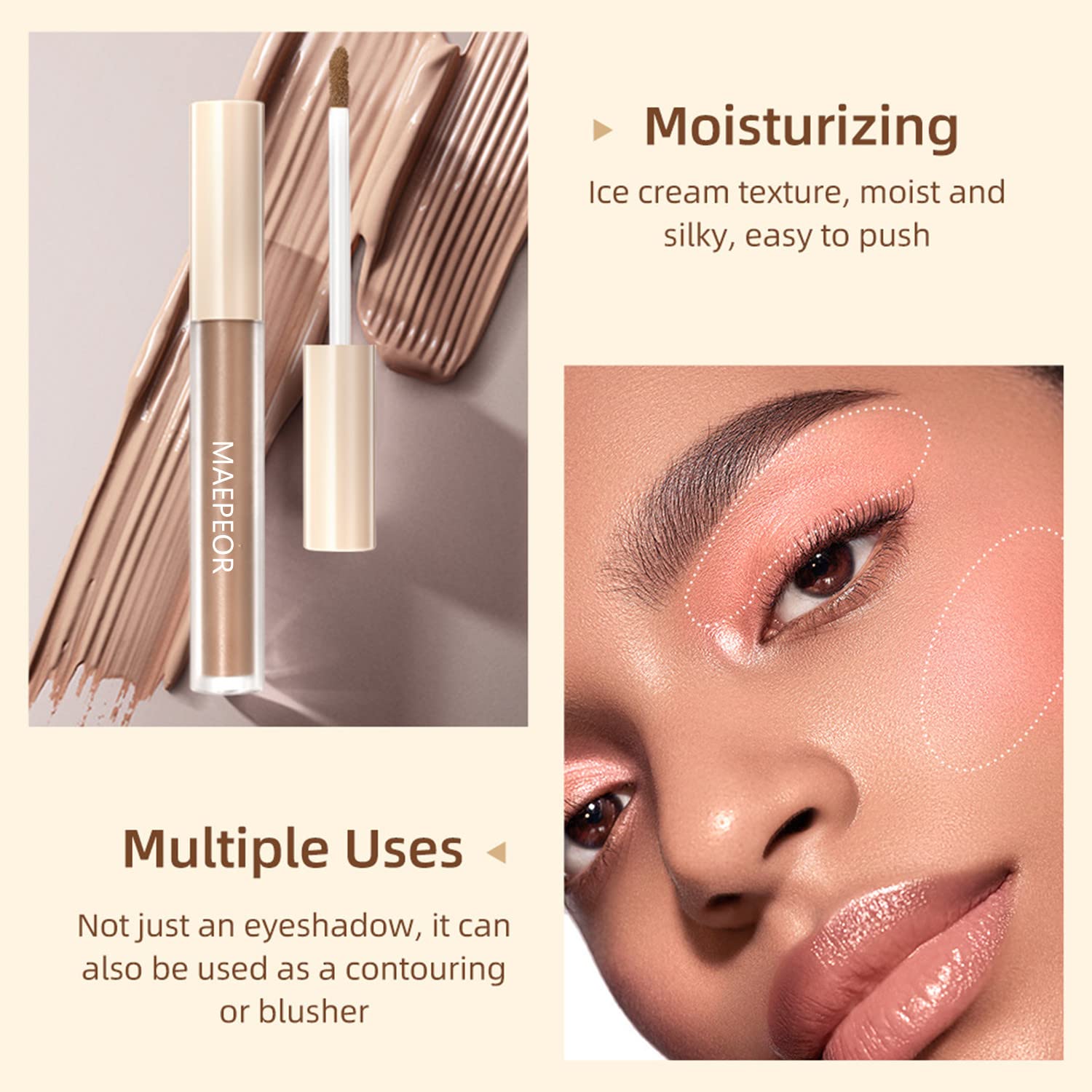 MAEPEOR Matte Liquid Eyeshadow – 8 Neutral Nude Shades | Waterproof, Long-Lasting & Lightweight