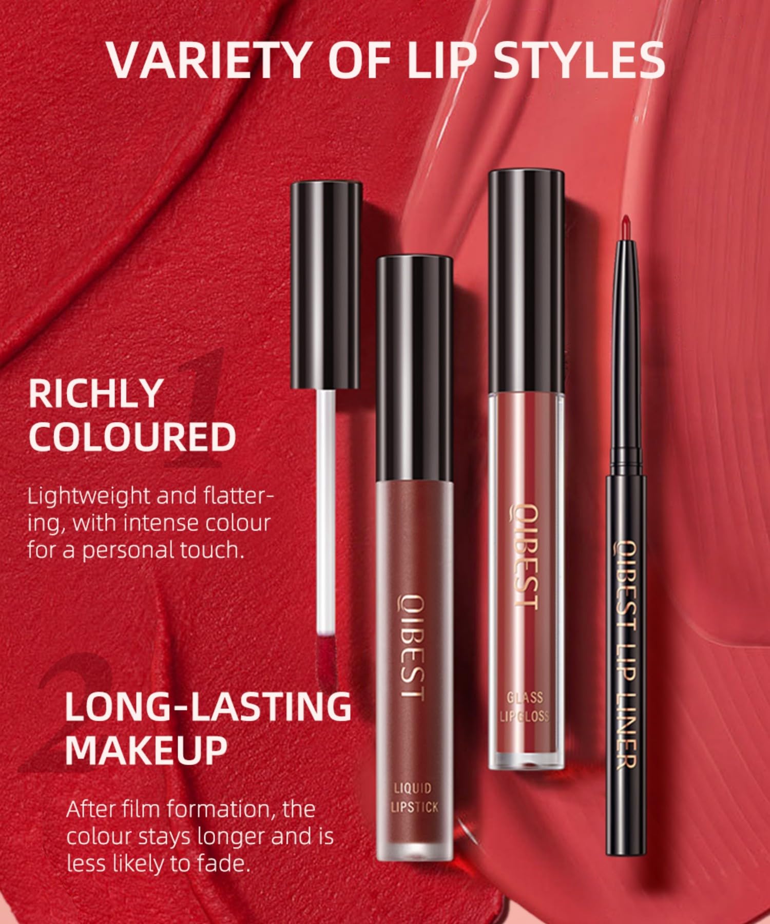 MAEPEOR All In One Lip Kit 3 in 1 Lip Liner Lip Gloss Lipstick Kit 06 Red High Heels