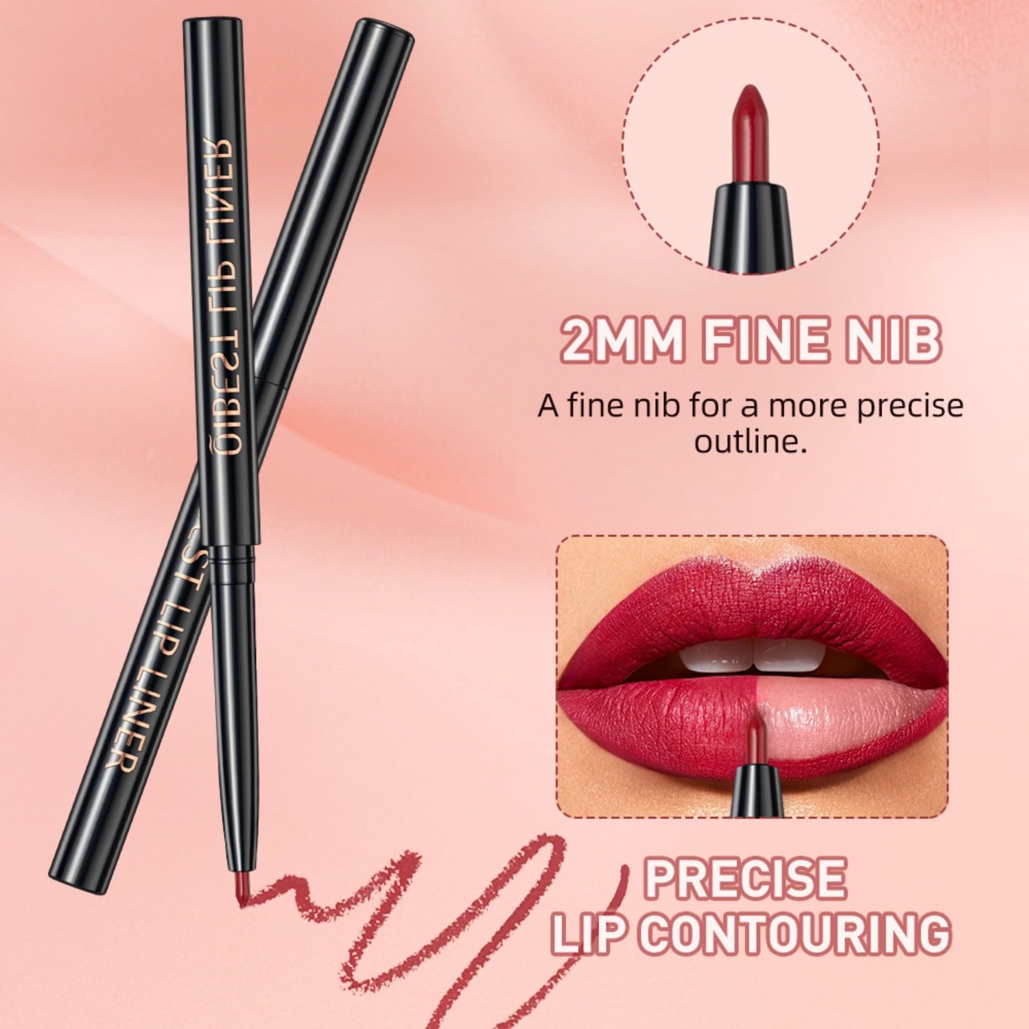 MAEPEOR All In One Lip Kit 3 in 1 Lip Liner Lip Gloss Lipstick Kit 06 Red High Heels