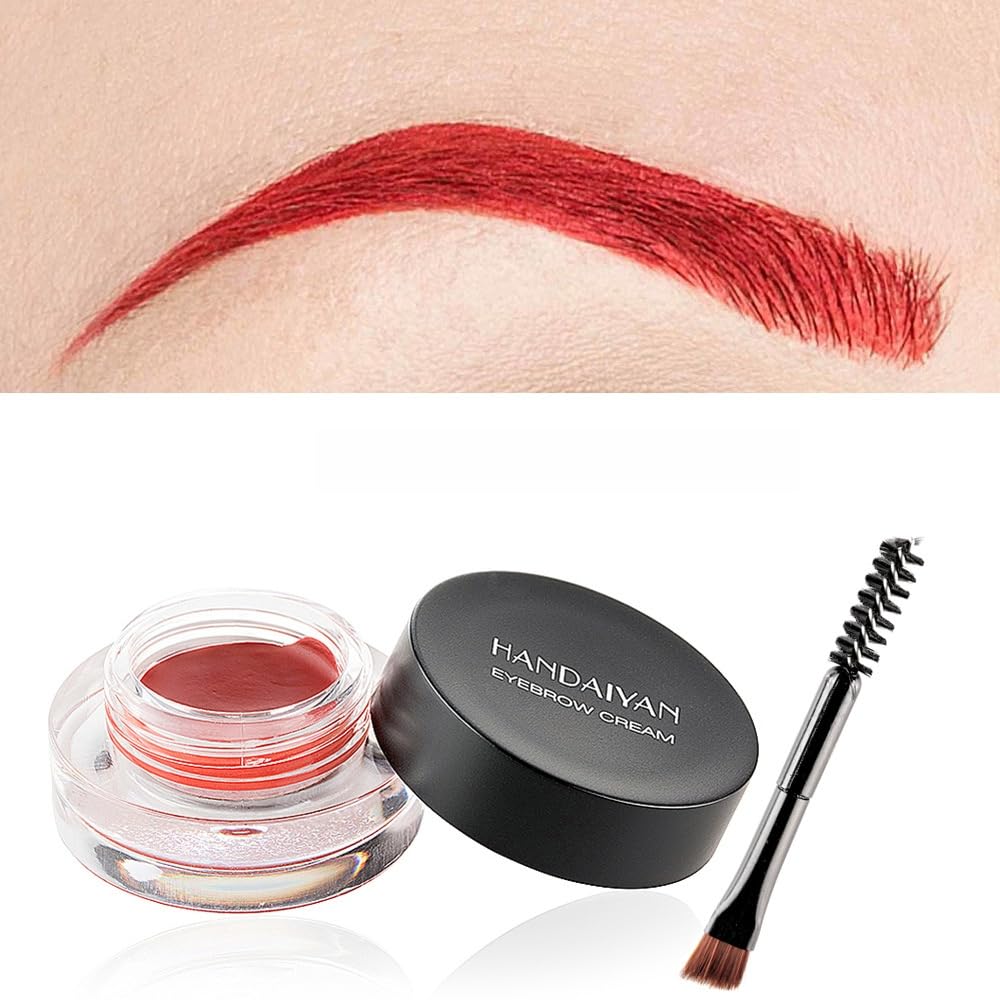 MAEPEOR 12 Colors Eyebrow Pomade – Waterproof, Long-Lasting Gel with Brush (07 Bright Red)