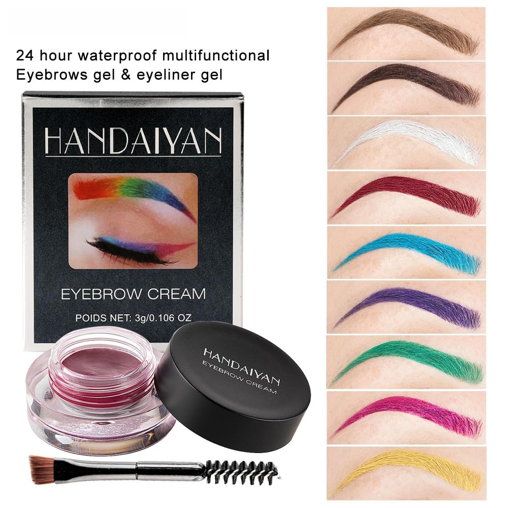 MAEPEOR 12 Colors Eyebrow Pomade – Waterproof, Long-Lasting Gel with Brush (07 Bright Red)