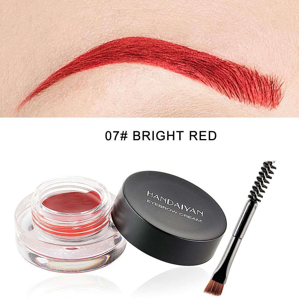 MAEPEOR 12 Colors Eyebrow Pomade – Waterproof, Long-Lasting Gel with Brush (07 Bright Red)